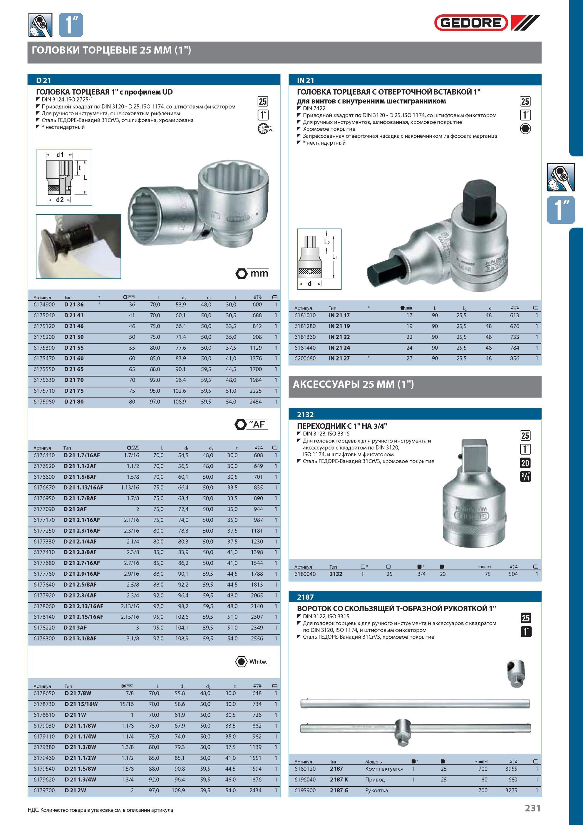 231 ГОЛОВКА ТОРЦЕВАЯ GEDORE 1 с профилем UD DIN 3124, ISO 2725-1 Приводной квадрат по DIN 3120 D 25, ISO 1174, со штифтовым фиксатором Для ручного инструмента, с шерохов Каталог GEDORE 2012 Профессиональный ручной инструмент, специнструмент и инструментальная мебель Стр. 231