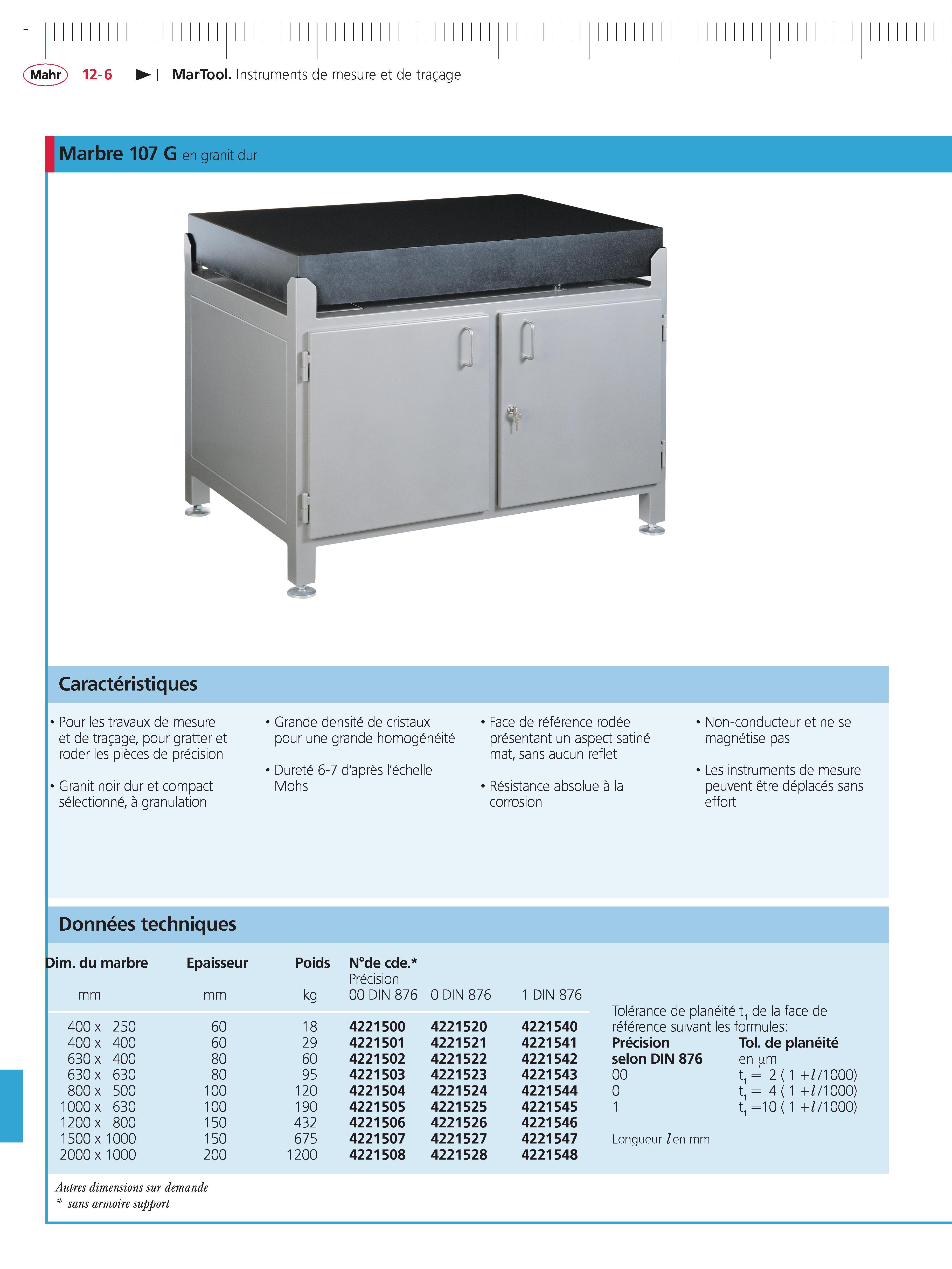 312 MarTool Instruments de mesure et de tracage Caracteristiques Pour les travaux de mesure et de tracage pour gratter et roder les pieces de prec Каталог MAHR 2011 Измерительный инструмент приборы оборудование для линейно-угловых измерений на промышленных предприятиях Стр. 12-6 FRA