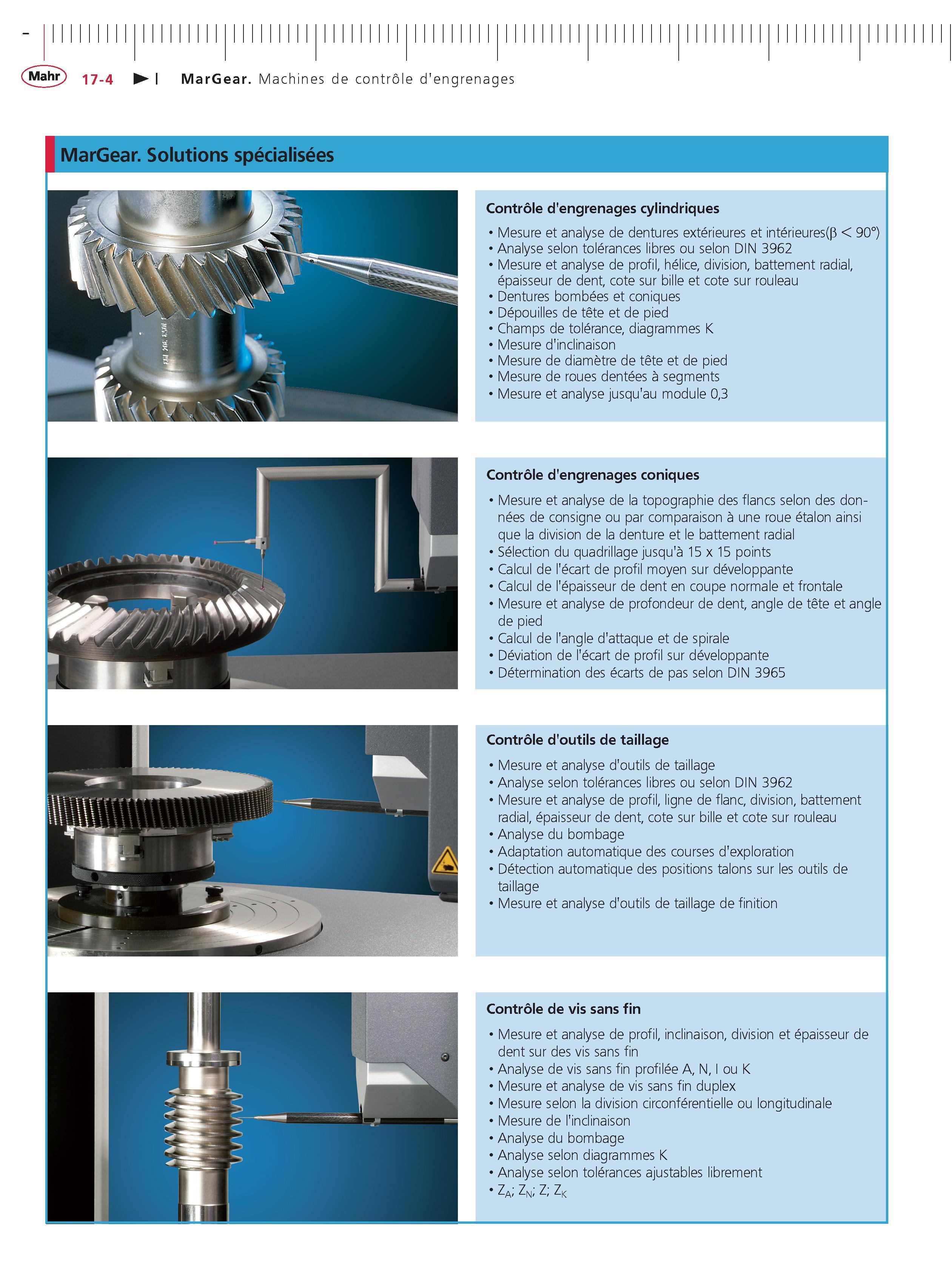 406 MarGear Machines de controle d'engrenages MarGear Solutions specialisees Controle d'engrenages cylindriques Mesure et analyse de dentures exte Каталог MAHR 2011 Измерительный инструмент приборы оборудование для линейно-угловых измерений на промышленных предприятиях Стр. 17-4 FRA