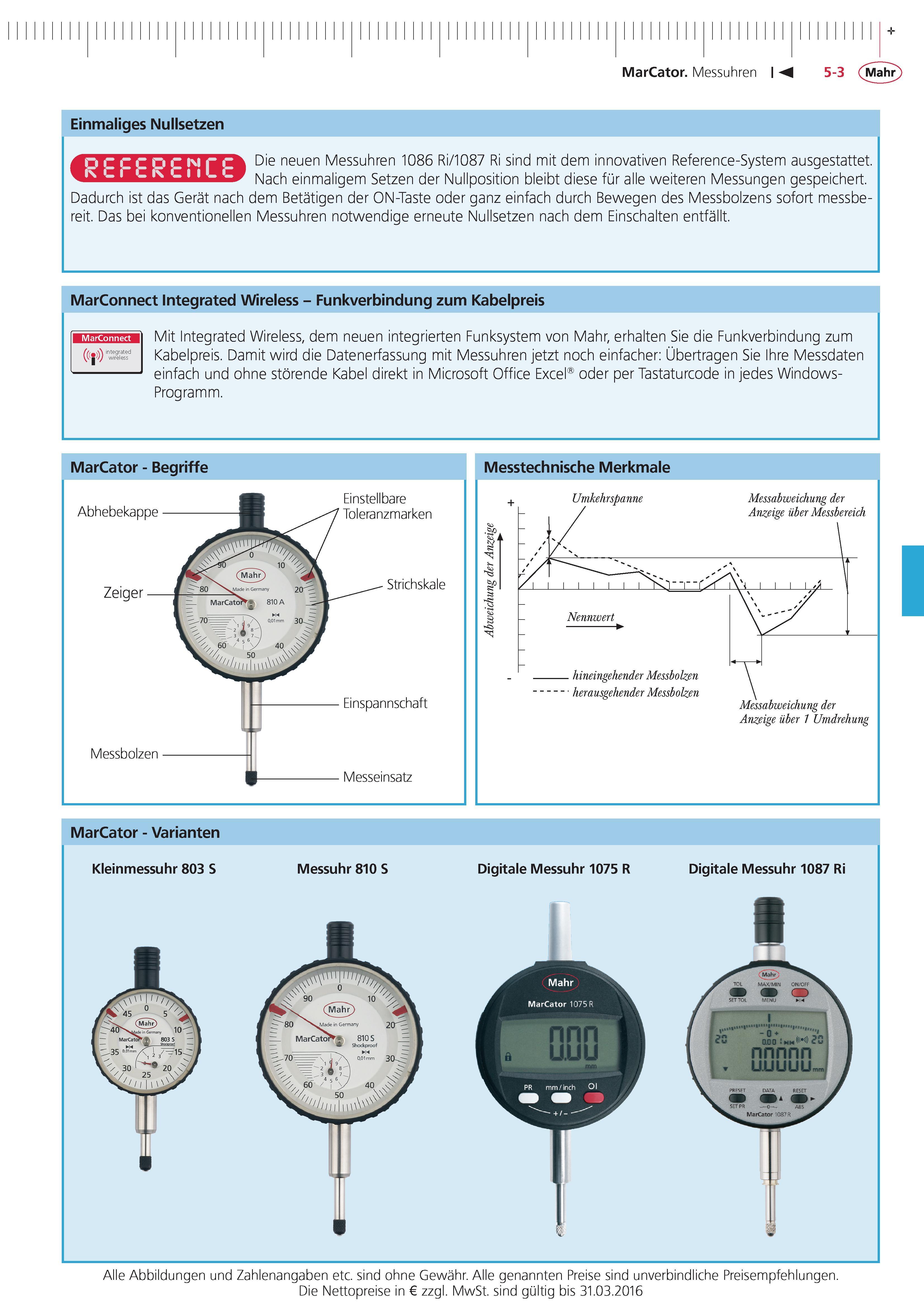 163 MarCator Messuhren Einmaliges Nullsetzen Die neuen Messuhren 1086 Ri 1087 Ri sind mit dem innovativen Reference-System ausgestattet Nach einmaligem Каталог MAHR 2015 Инструмент Приборы Оборудование для измерения и метрологического обеспечения машиностроительных производств Стр. 5-3 DEU