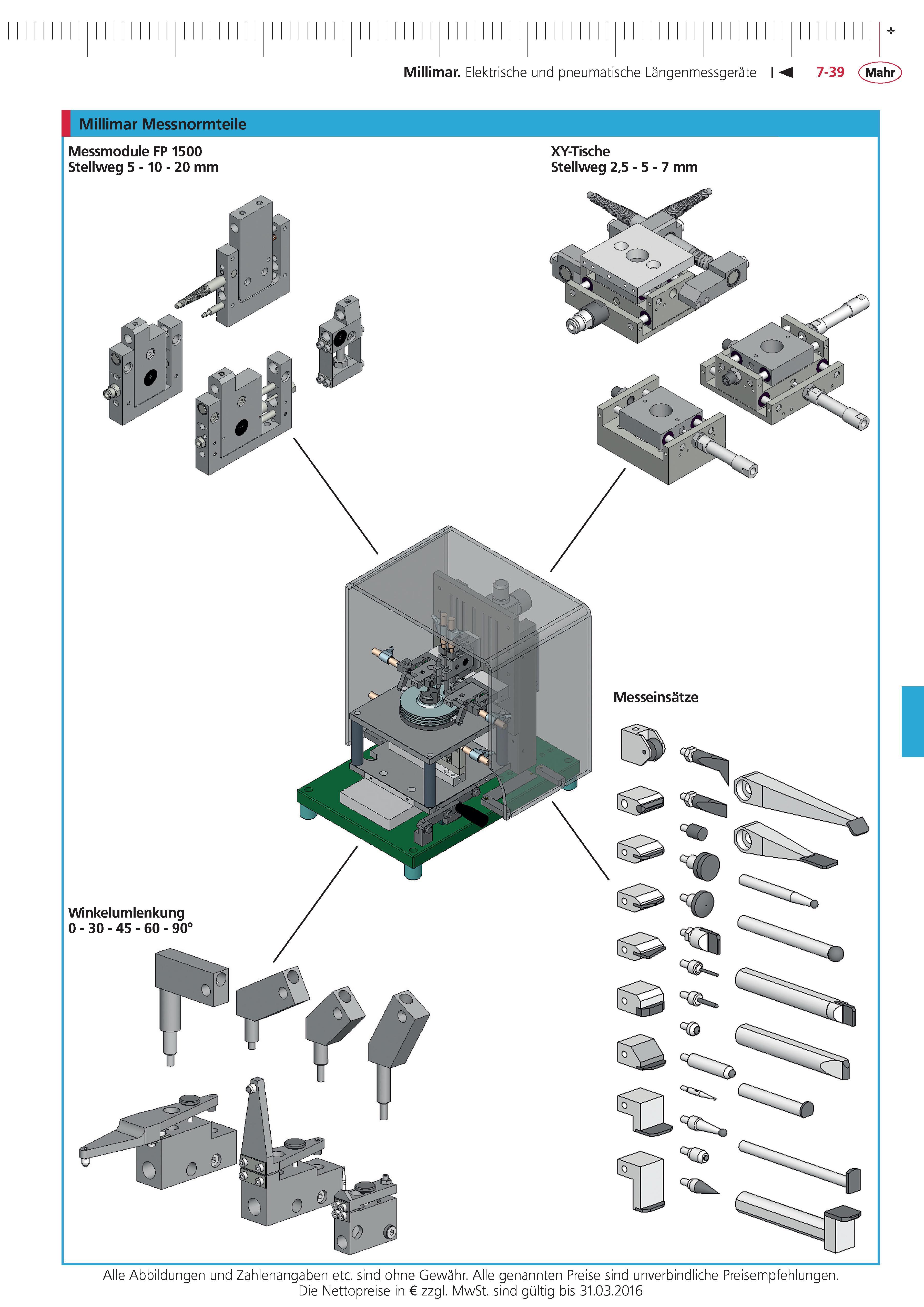 249 Millimar Elektrische und pneumatische Langenmessgerate Millimar Messnormteile Messmodule FP 1500 XY-Tische Stellweg 5 - 10 - 20 mm Stellweg 25 - 5 - Каталог MAHR 2015 Инструмент Приборы Оборудование для измерения и метрологического обеспечения машиностроительных производств Стр. 7-39 DEU