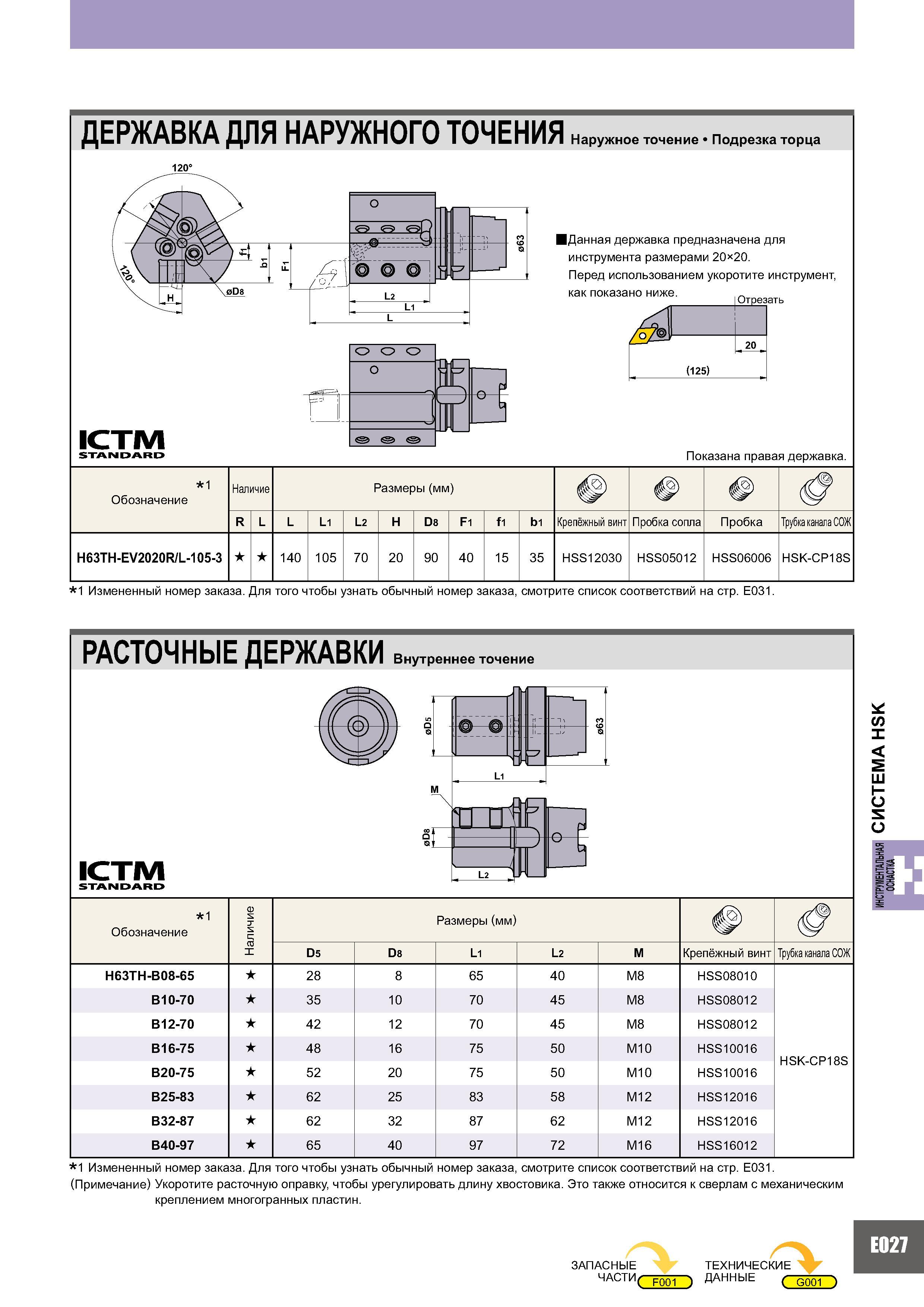 987 ДЕРЖАВКА ДЛЯ НАРУЖНОГО ТОЧЕНИЯ Наружное точение Подрезка торца 120° ICTM STAN DARD Данная державка предназначена для инструмента размерами 20x20 Перед испо Каталог MITSUBISHI 2007 Металлорежущий инструмент и инструментальные системы для точения фрезерования сверления на универсальных станках и обрабатывающих центрах с ЧПУ Стр. E027