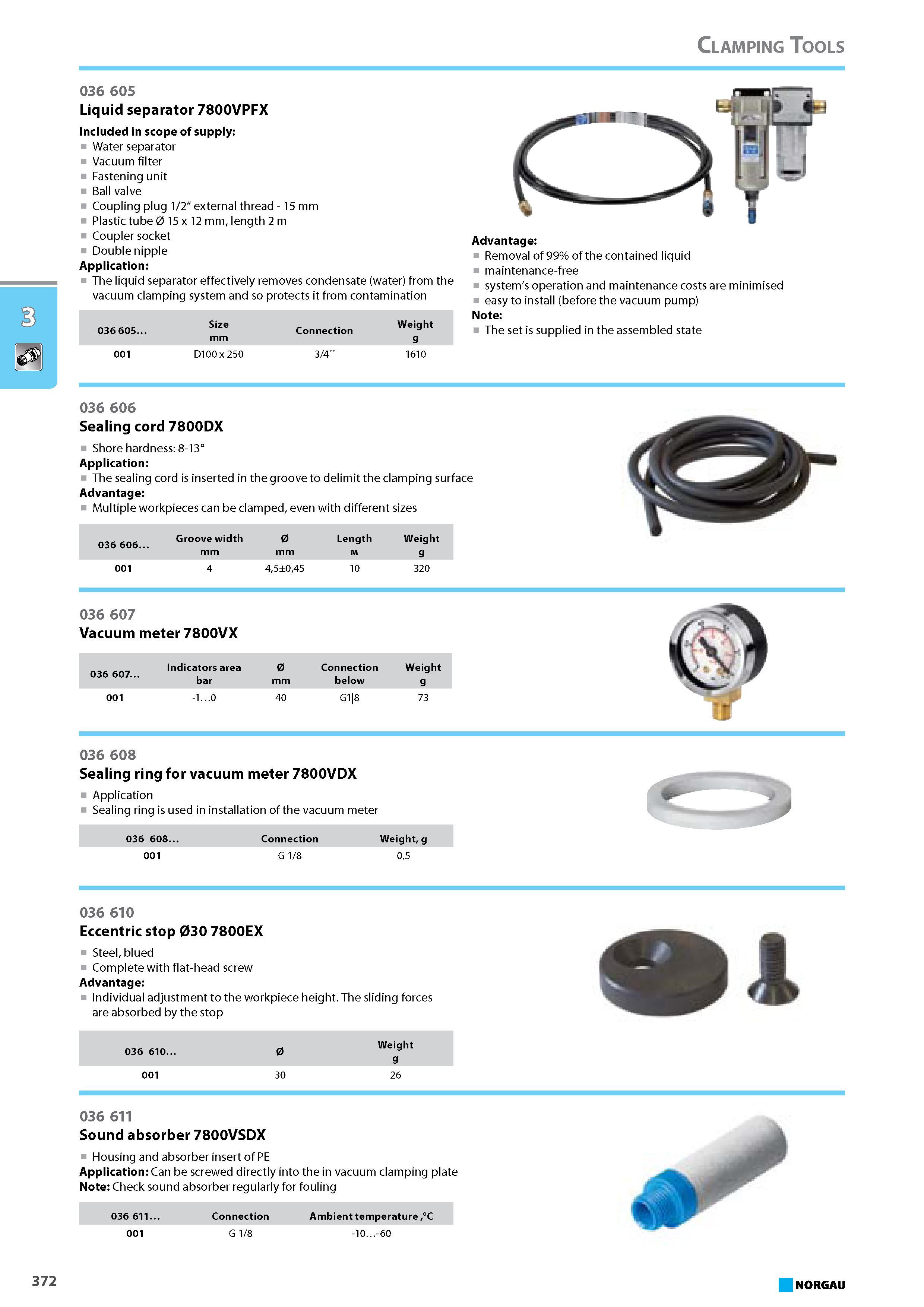 388 Liquid separator 7800VPFX Included in scope of supply Water separator Vacuum filter Fastening unit Ball valve Coupling plug 1/2 external thread - 15 mm Plastic tube 0 Каталог NORGAU 2015 Инструмент режущий измерительный слесарно-монтажный Стр. 372