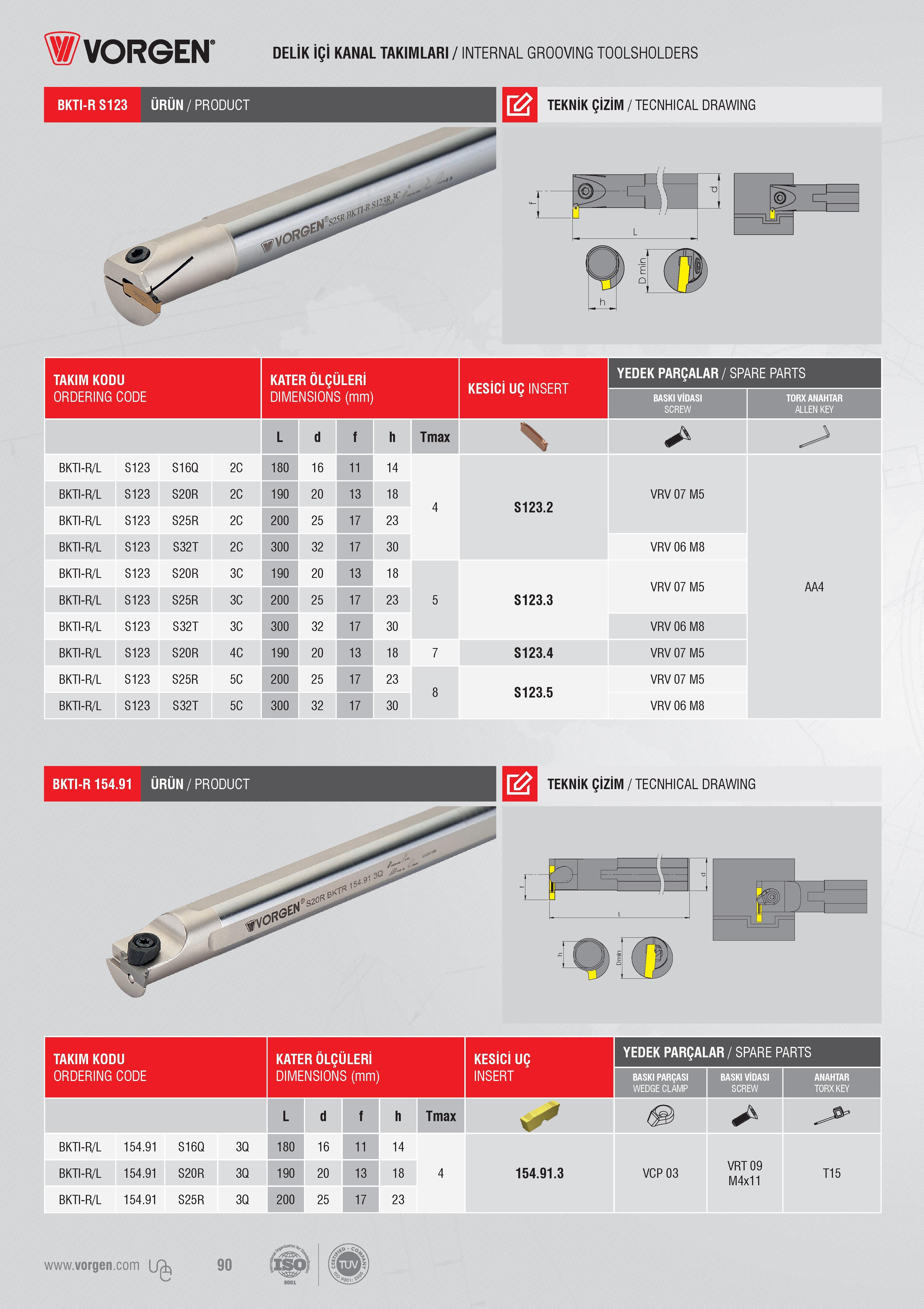 88 WVORGEN’ DELİK İÇİ KANAL TAKIMLARI / INTERNAL GROOVING TOOLSHOLDERS BKTI-R S123 PRODUCT TEKNİK ÇİZİM / TECNHICAL DRAWING TAKIM KODU KATER ÖLÇÜLERİ IfCCir Каталог VORGEN 2018 Станочный инструмент с режущими сменными пластинами Токарные резцы Расточные державки и оправки Фрезы концевые и насадные с СРП Сверла Стр. 88
