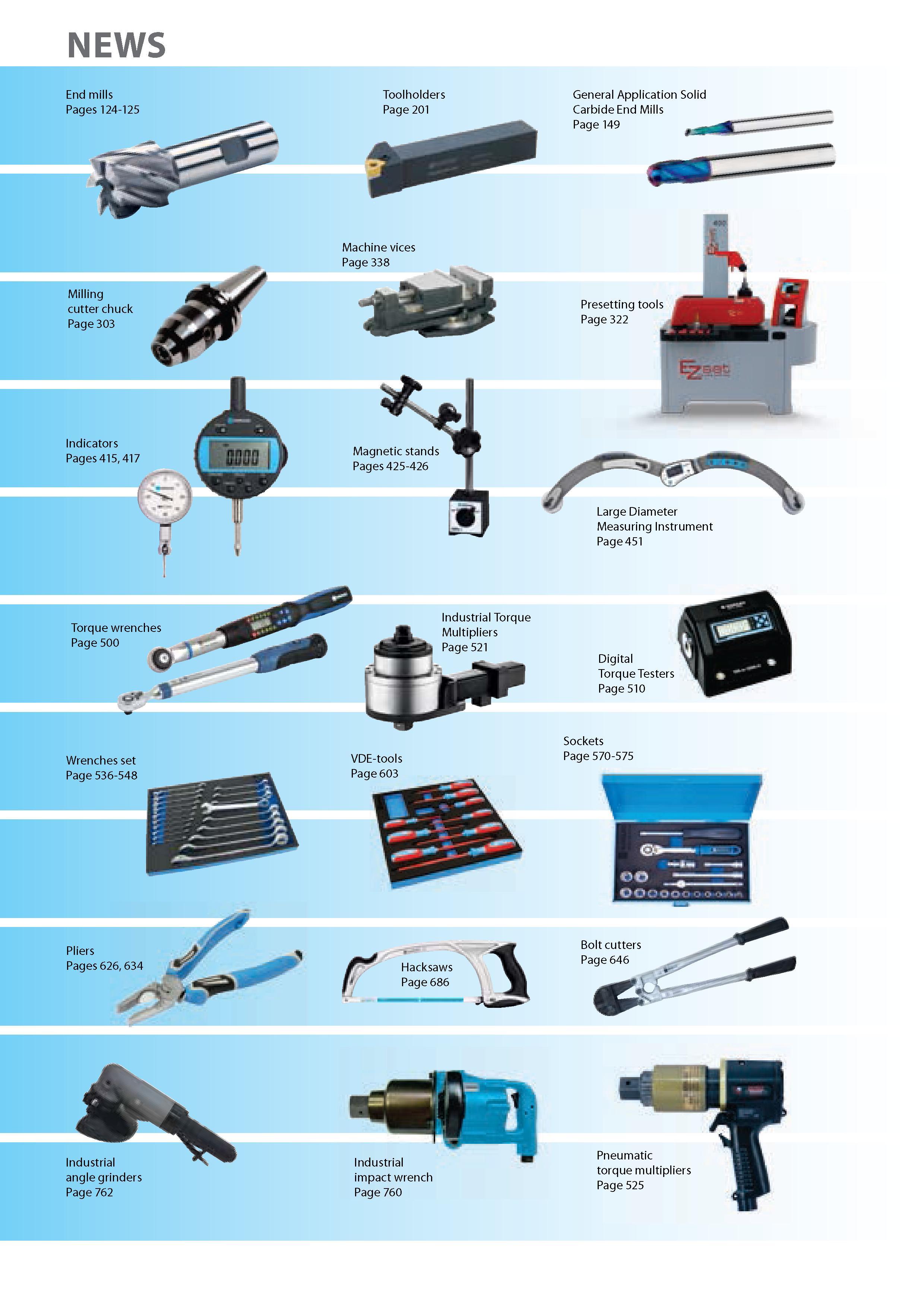 14 NEWS End mills Milling cutter chuck Indicators Torque wrenches Wrenches set Pliers Toolholders Machine vices Industrial Torque Multipliers VDE-tools Hacksaws General A Каталог NORGAU 2015 Инструмент режущий измерительный слесарно-монтажный Стр. 