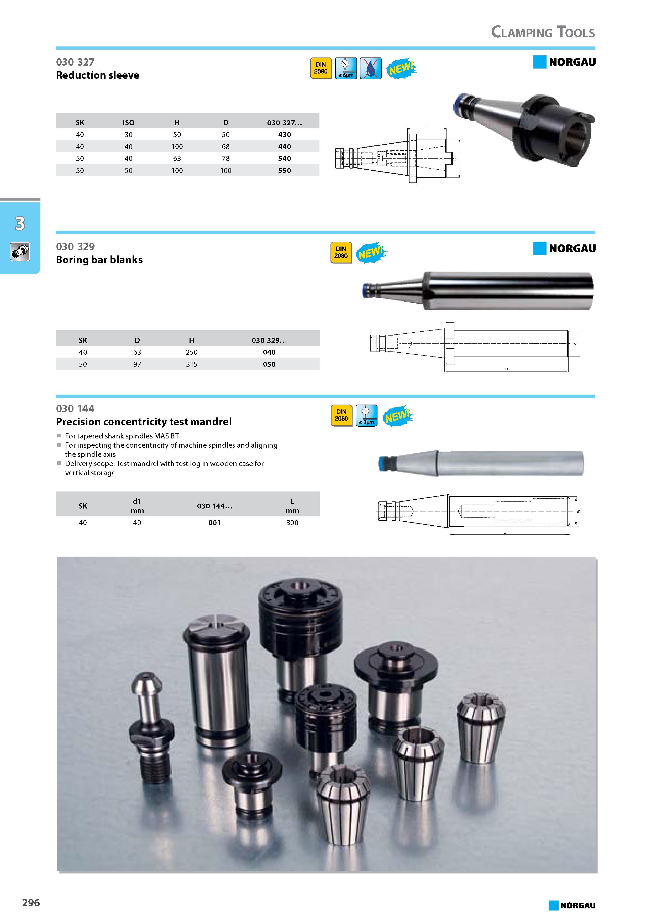 312 Boring bar blanks SK Precision concentricity test mandrel For tapered shank spindles MAS BT For inspecting the concentricity of machine spindles and aligning the spind Каталог NORGAU 2015 Инструмент режущий измерительный слесарно-монтажный Стр. 296