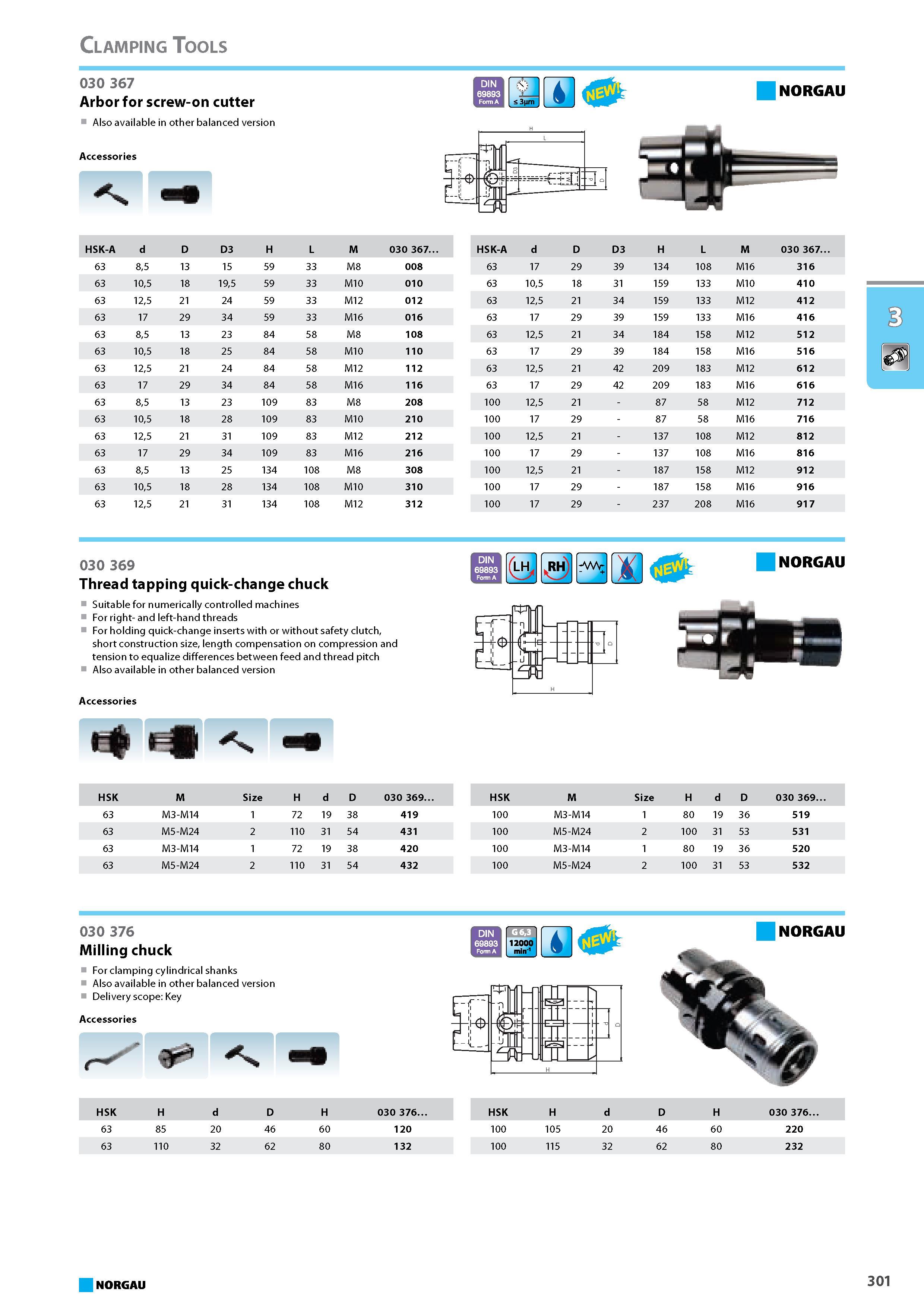 317 Thread tapping quick-change chuck Suitable for numerically controlled machines For right- and left-hand threads For holding quick-change inserts with or without safety Каталог NORGAU 2015 Инструмент режущий измерительный слесарно-монтажный Стр. 301