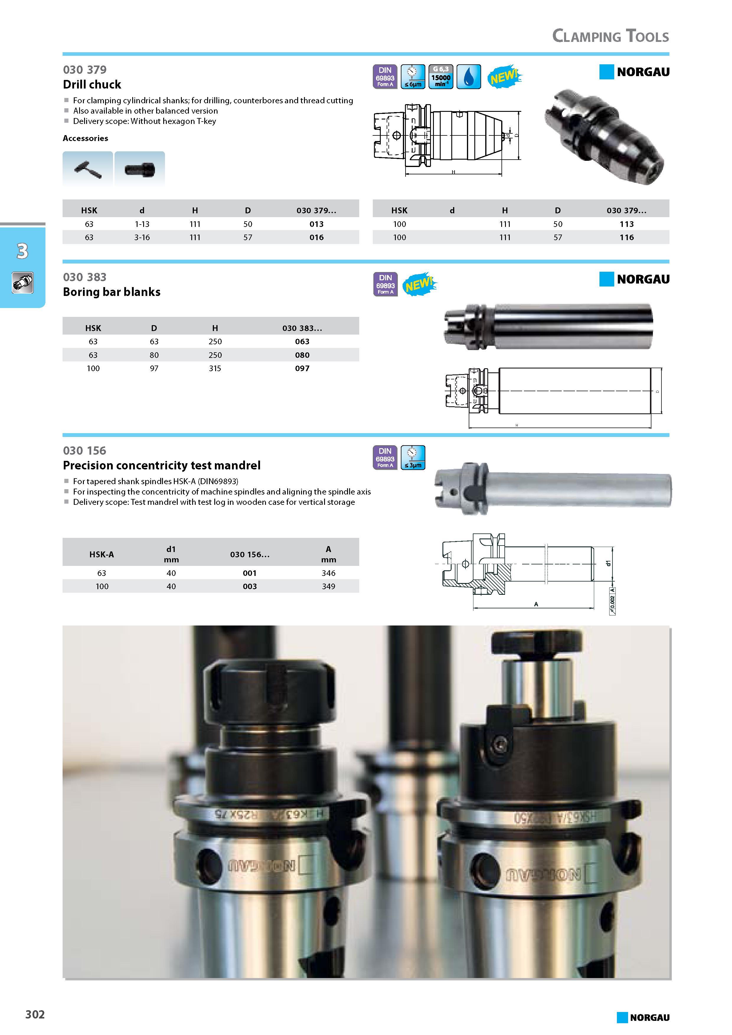 318 Drill chuck For clamping cylindrical shanks for drilling counterbores and thread cutting Also available in other balanced version Delivery scope Without hexagon T-key Каталог NORGAU 2015 Инструмент режущий измерительный слесарно-монтажный Стр. 302