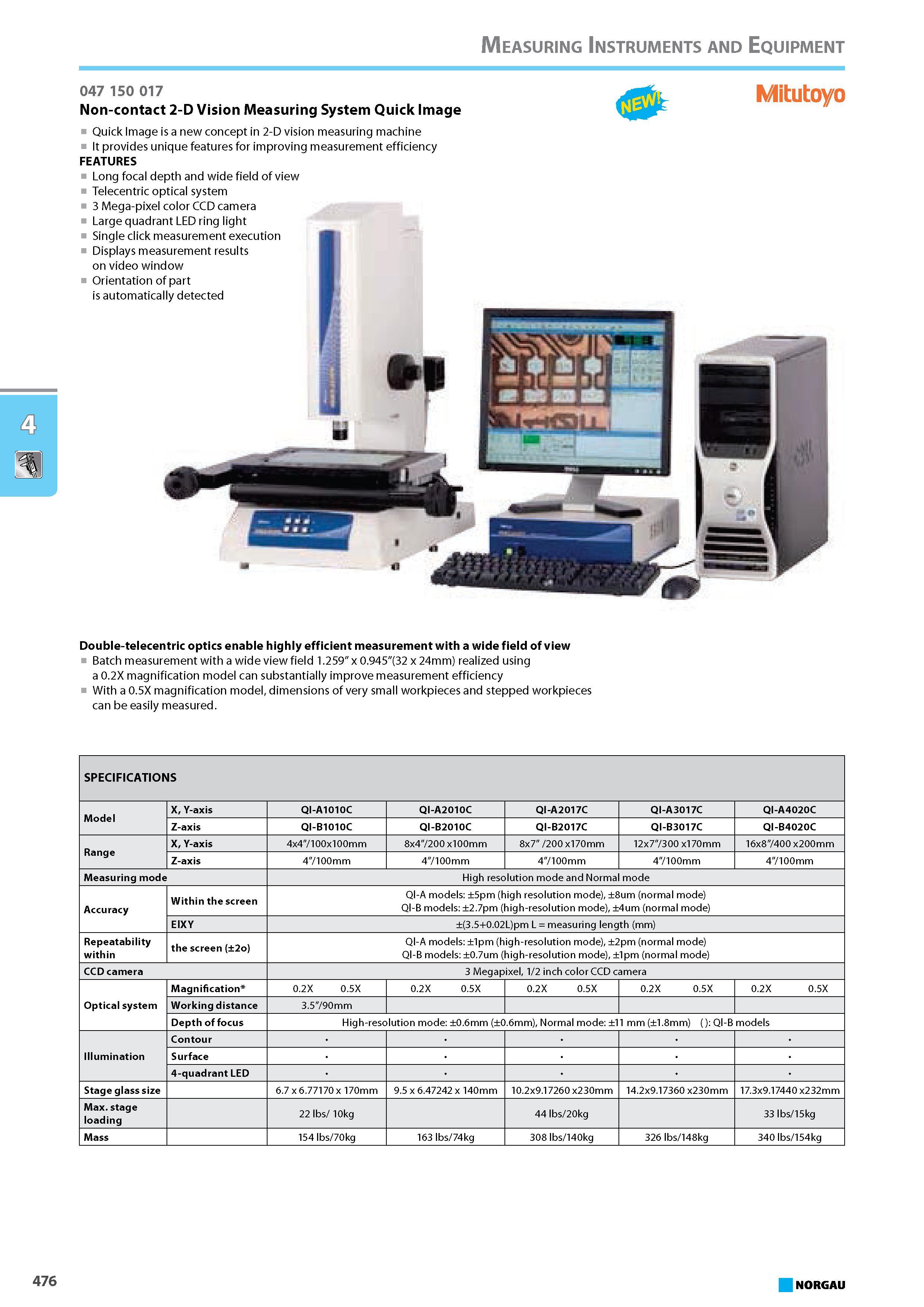 492 Double-telecentric optics enable highly efficient measurement with a wide field of view Batch measurement with a wide view field 1.259 x 0.945(32 x 24mm) realized usin Каталог NORGAU 2015 Инструмент режущий измерительный слесарно-монтажный Стр. 476