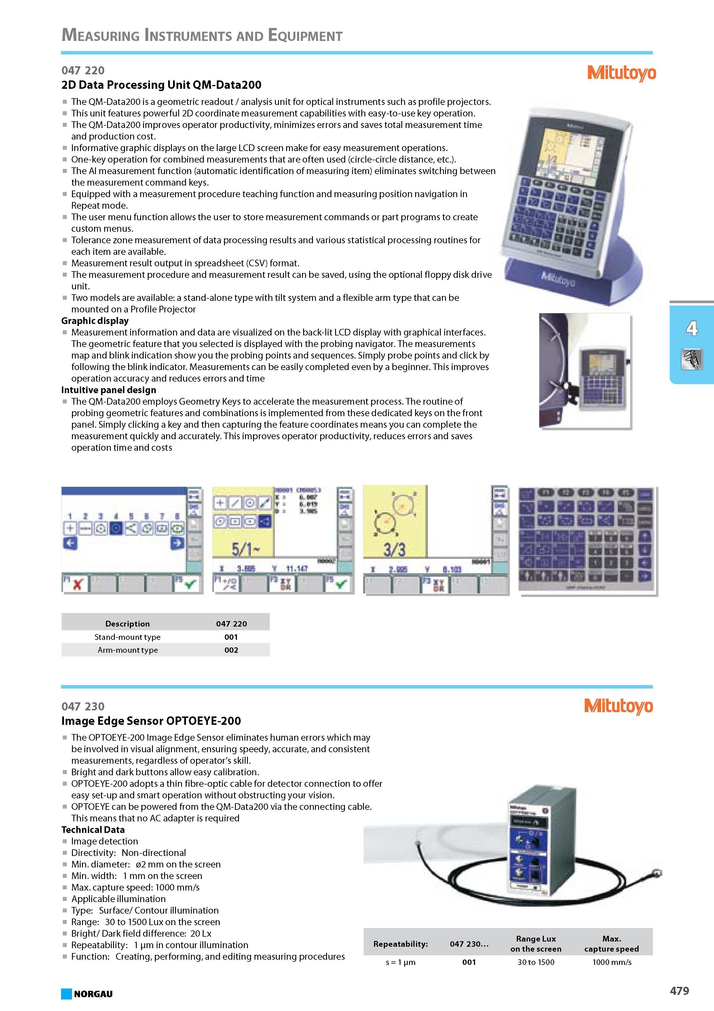 495 Data Processing Unit QM-Data200 is a geometric readout analysis unit for optical instruments such as profile projectors This unit features powerful 2D coordinate measu Каталог NORGAU 2015 Инструмент режущий измерительный слесарно-монтажный Стр. 479