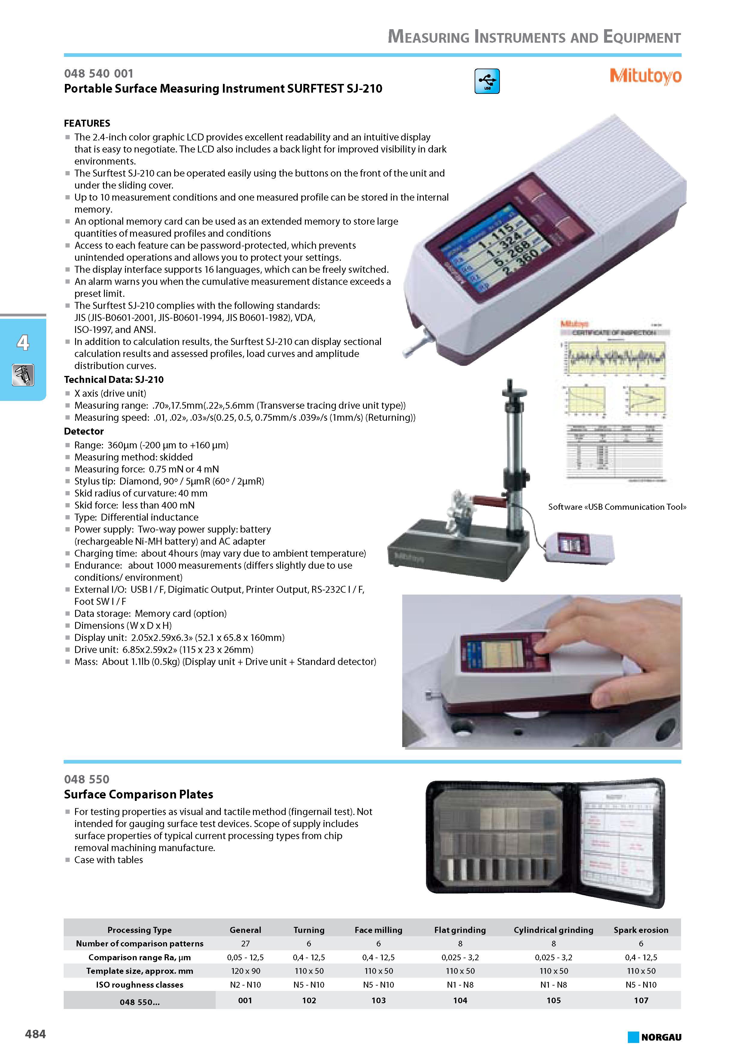 500 Portable Surface Measuring Instrument SURFTEST SJ-210 FEATURES The 2.4-inch color graphic LCD provides excellent readability and an intuitive display that is easy to n Каталог NORGAU 2015 Инструмент режущий измерительный слесарно-монтажный Стр. 484