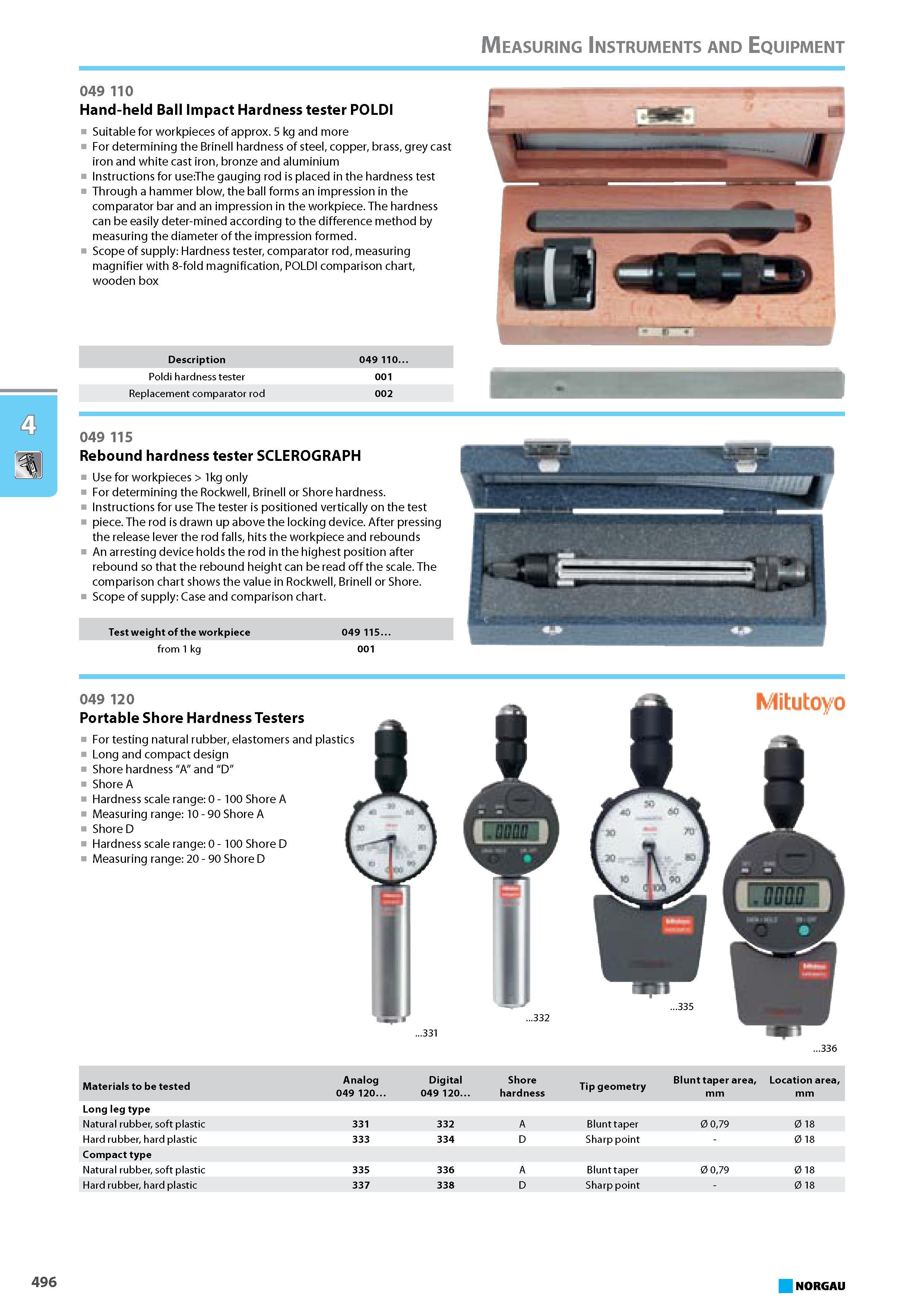 512 Hand-held Ball Impact Hardness tester POLDI Suitable for workpieces of approx. 5 kg and more For determining the Brinell hardness of steel copper brass grey cast iron Каталог NORGAU 2015 Инструмент режущий измерительный слесарно-монтажный Стр. 496