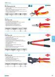 623 Cable Shears VDE For cutting copper and aluminium cables Not suitable for steel wire and hard drawn copper conductors Precision ground hardened blades Guard prevents o Каталог NORGAU 2015 Инструмент режущий измерительный слесарно-монтажный Стр. 607
