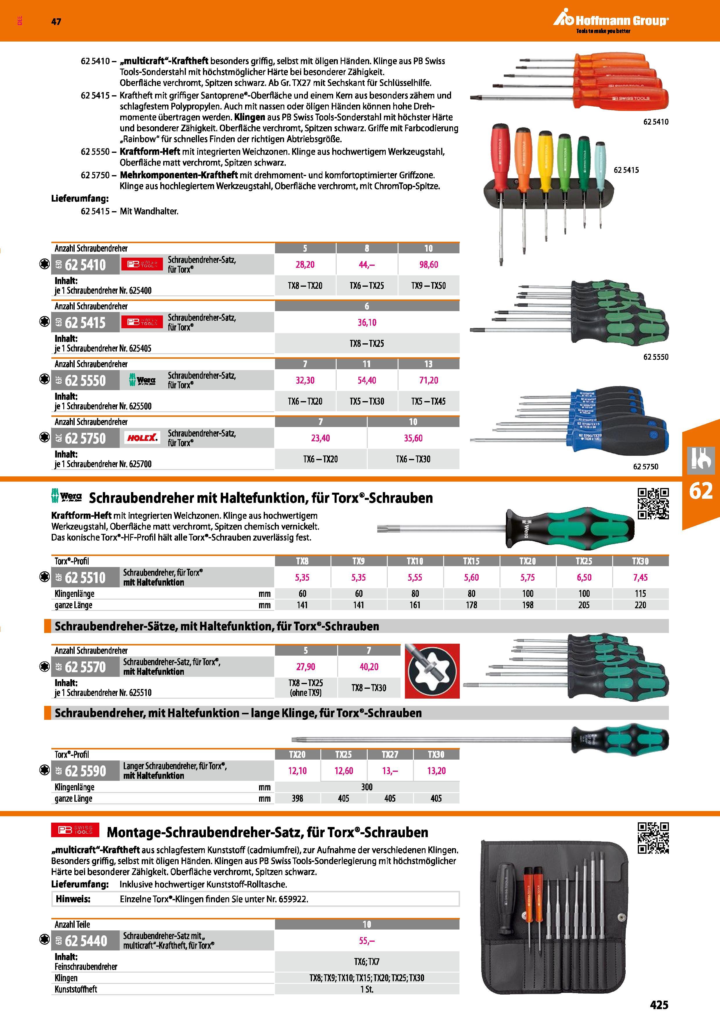 425 625410 - „multicraft -Kraftheft besonders griffig, selbst mit öligen Händen Klinge aus PB Swiss Tools-Sonderstahl mit höchstmöglicher Härte bei b Каталог HOFFMANN GROUP 2016 Ручной слесарно-монтажный и контрольно-измерительный инструмент и приборы для предприятий машиностроения и мастерских сервисного обслуживания 47 версия издания Стр. 425 DEU
