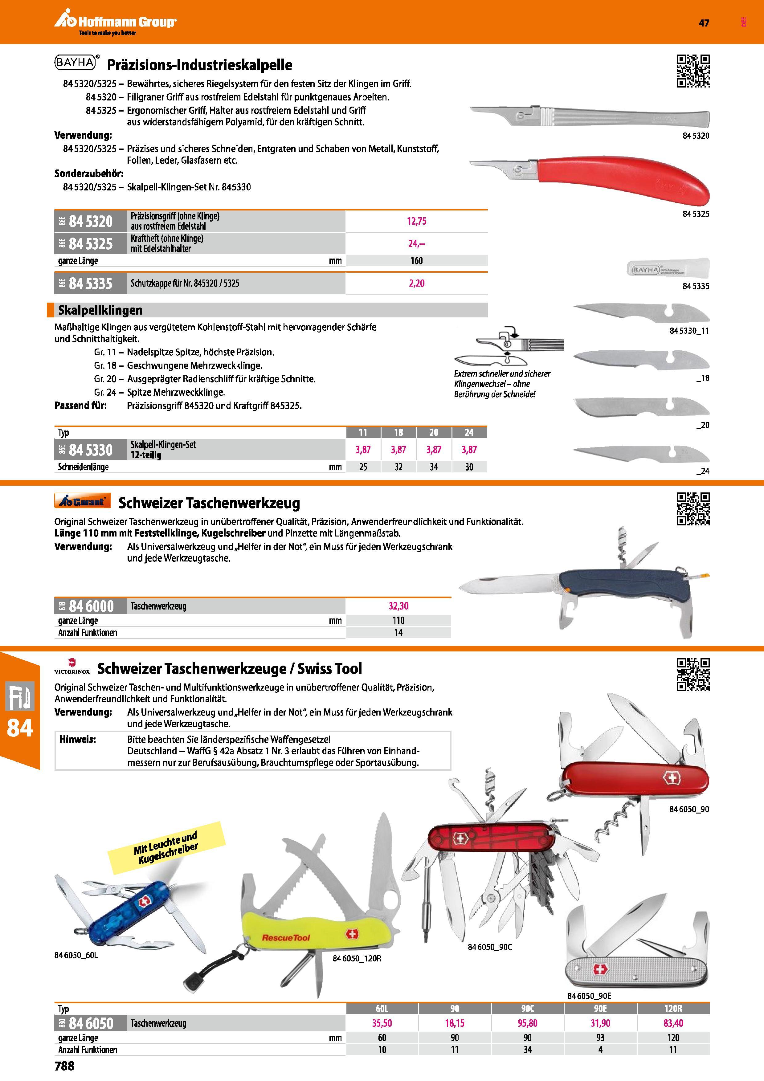 788 (bayha)c präzisions-lndustrieskalpelle 845320/5325 - Bewährtes, sicheres Riegelsystem für den festen Sitz der Klingen im Griff 845320- Filigraner Каталог HOFFMANN GROUP 2016 Ручной слесарно-монтажный и контрольно-измерительный инструмент и приборы для предприятий машиностроения и мастерских сервисного обслуживания 47 версия издания Стр. 788 DEU