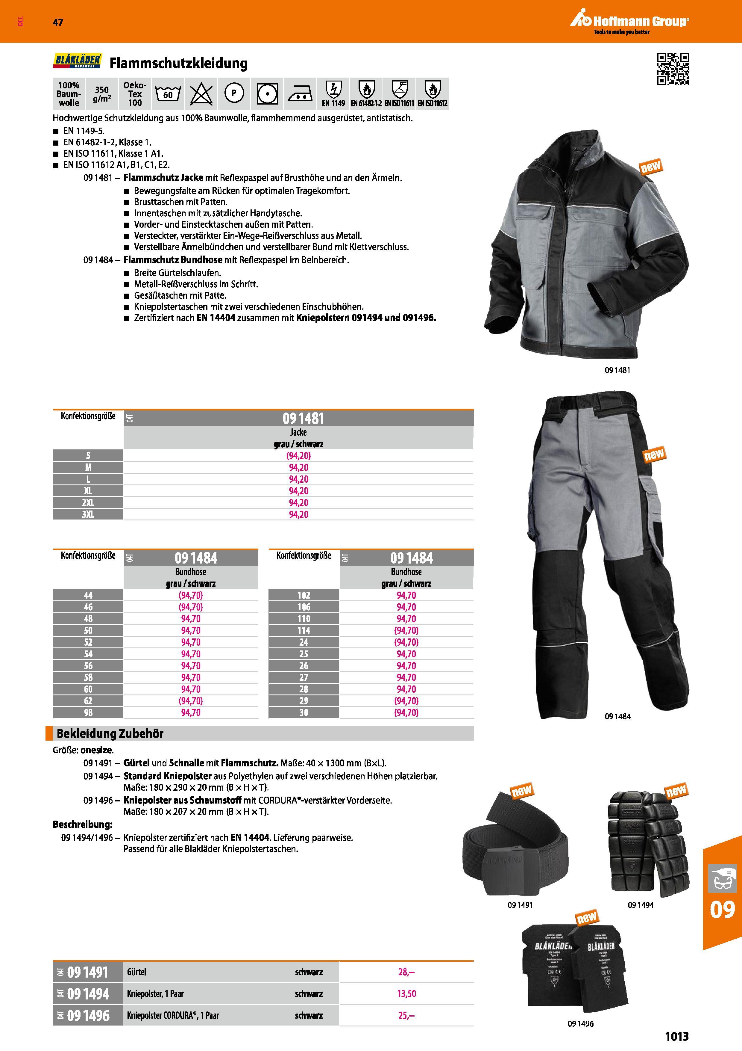 1013 Hoffmann Group 47 blAkläder Flammschutzkleidung 10°% ,sn Oeko- -, Baum- „r 2 Tex \ 60 / wolle 9/m 100 -1 0 \ EN 1149 EN614SM-2 fflB011611 BIIS011 Каталог HOFFMANN GROUP 2016 Ручной слесарно-монтажный и контрольно-измерительный инструмент и приборы для предприятий машиностроения и мастерских сервисного обслуживания 47 версия издания Стр. 1013 DEU