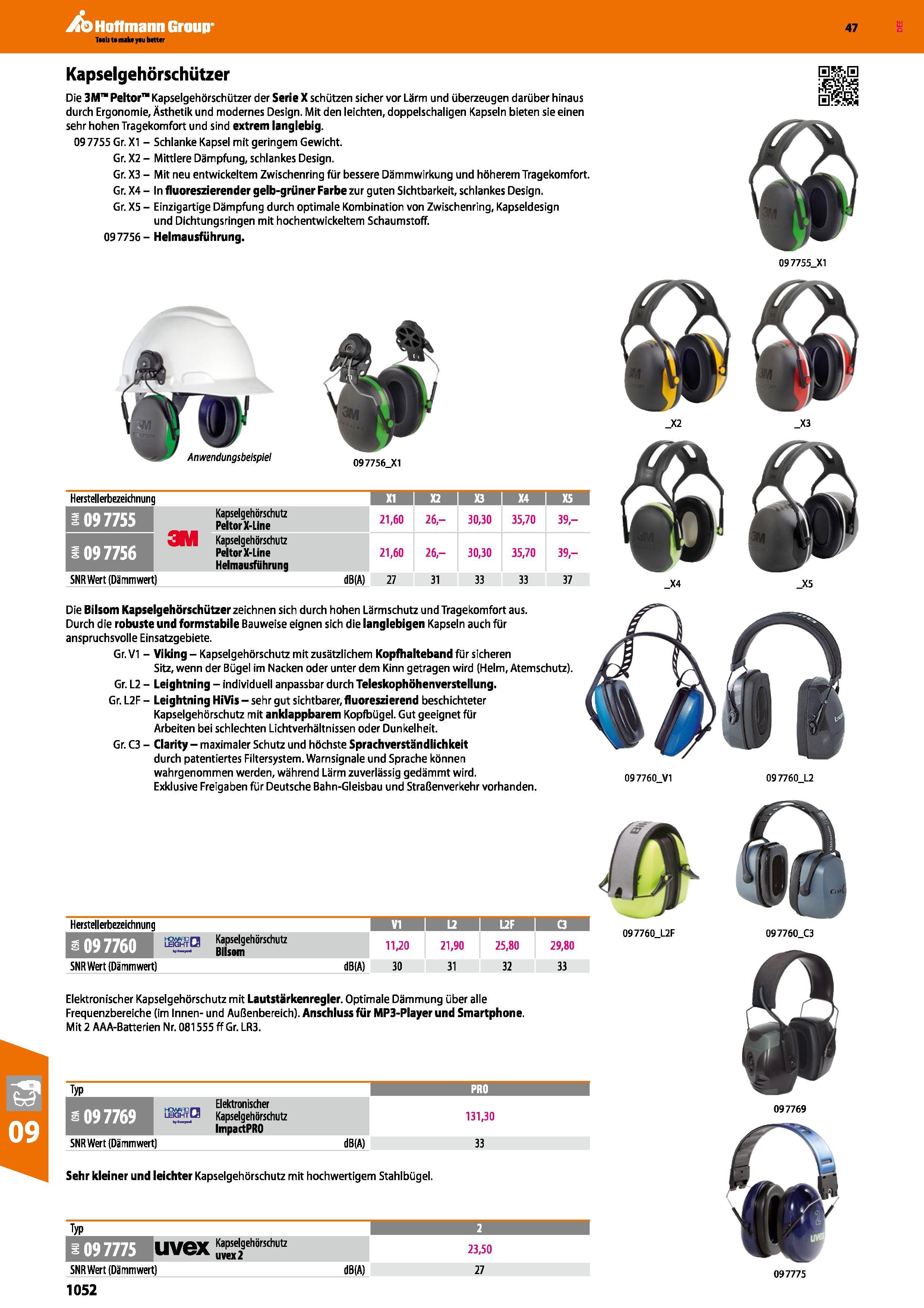 1052 Kapselgehörschützer Die 3M 1 Peltor Kapselgehörschützer der Serie X schützen sicher vor Lärm und überzeugen darüber hinaus durch Ergonomie, Ästhe Каталог HOFFMANN GROUP 2016 Ручной слесарно-монтажный и контрольно-измерительный инструмент и приборы для предприятий машиностроения и мастерских сервисного обслуживания 47 версия издания Стр. 1052 DEU