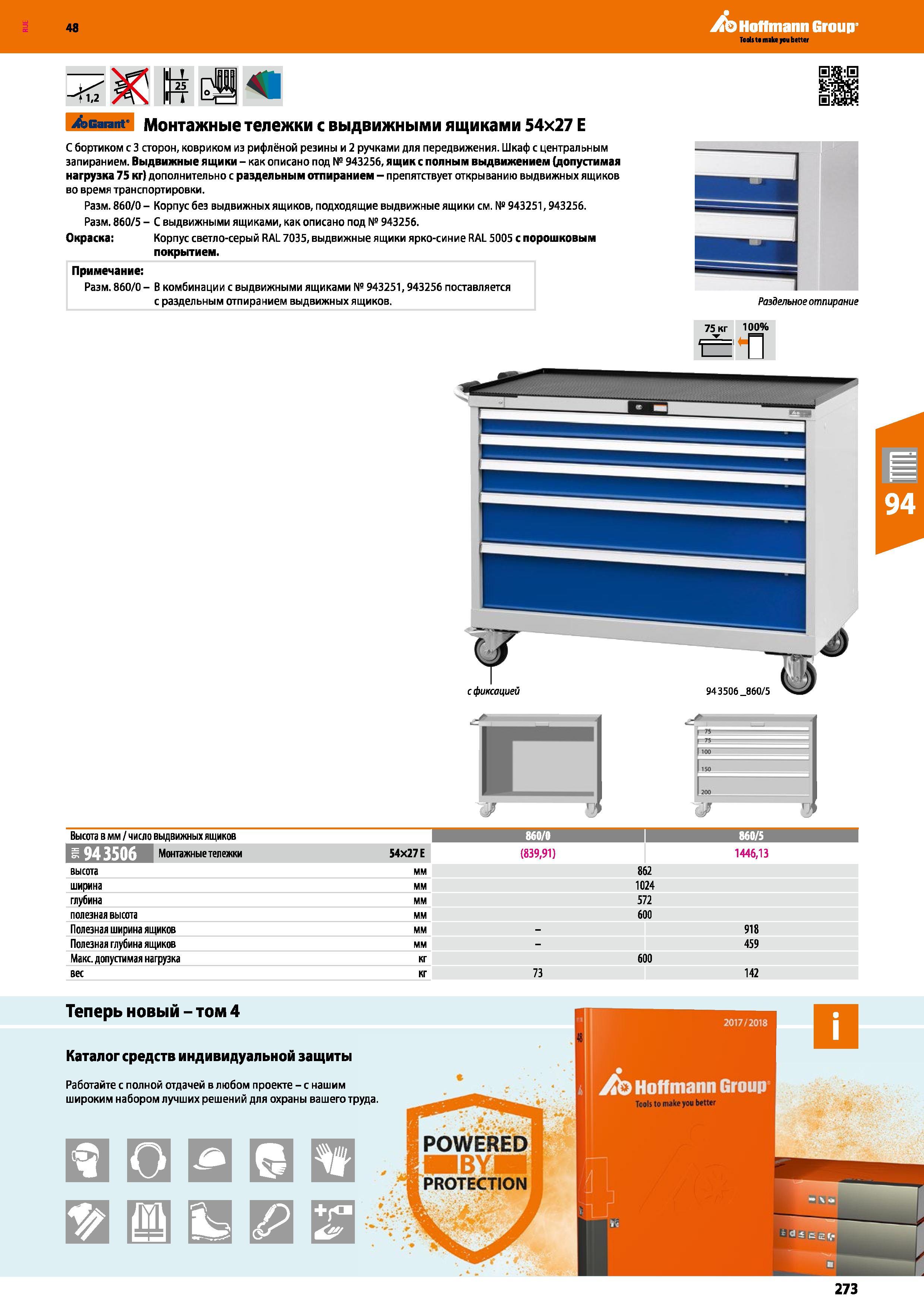 273 48 Hoffmann Group Garant Монтажные тележки с выдвижными ящиками 54x27 Е С бортиком с 3 сторон, ковриком из рифлёной резины и 2 ручками для передв Каталог HOFFMANN GROUP 2017 Мебель производственная Промышленные системы хранения Рабочие места Верстаки Автоматизированные шкафы Складское оборудование Стр. 273