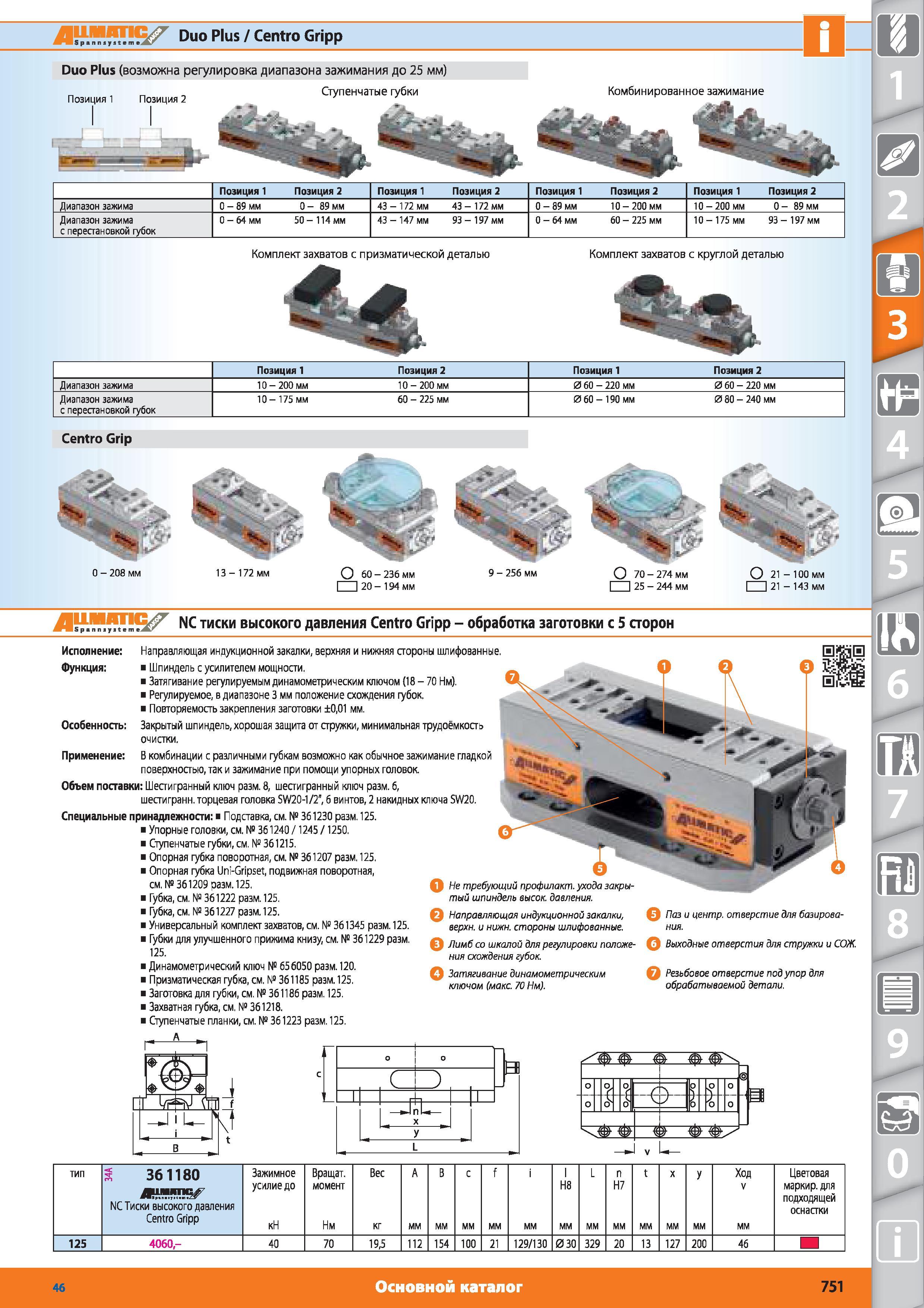751 Duo Plus Centro Gripp Duo Plus (возможна регулировка диапазона зажимания до 25 мм) Ступенчатые губки от Hoffmann Group Позиция 1 Позиция 2 Комбинирова Каталог HOFFMANN GROUP 2015 № 46 на русском Инструмент Оборудование Инвентарь Комплексные технологические решения и поставки Стр. 751