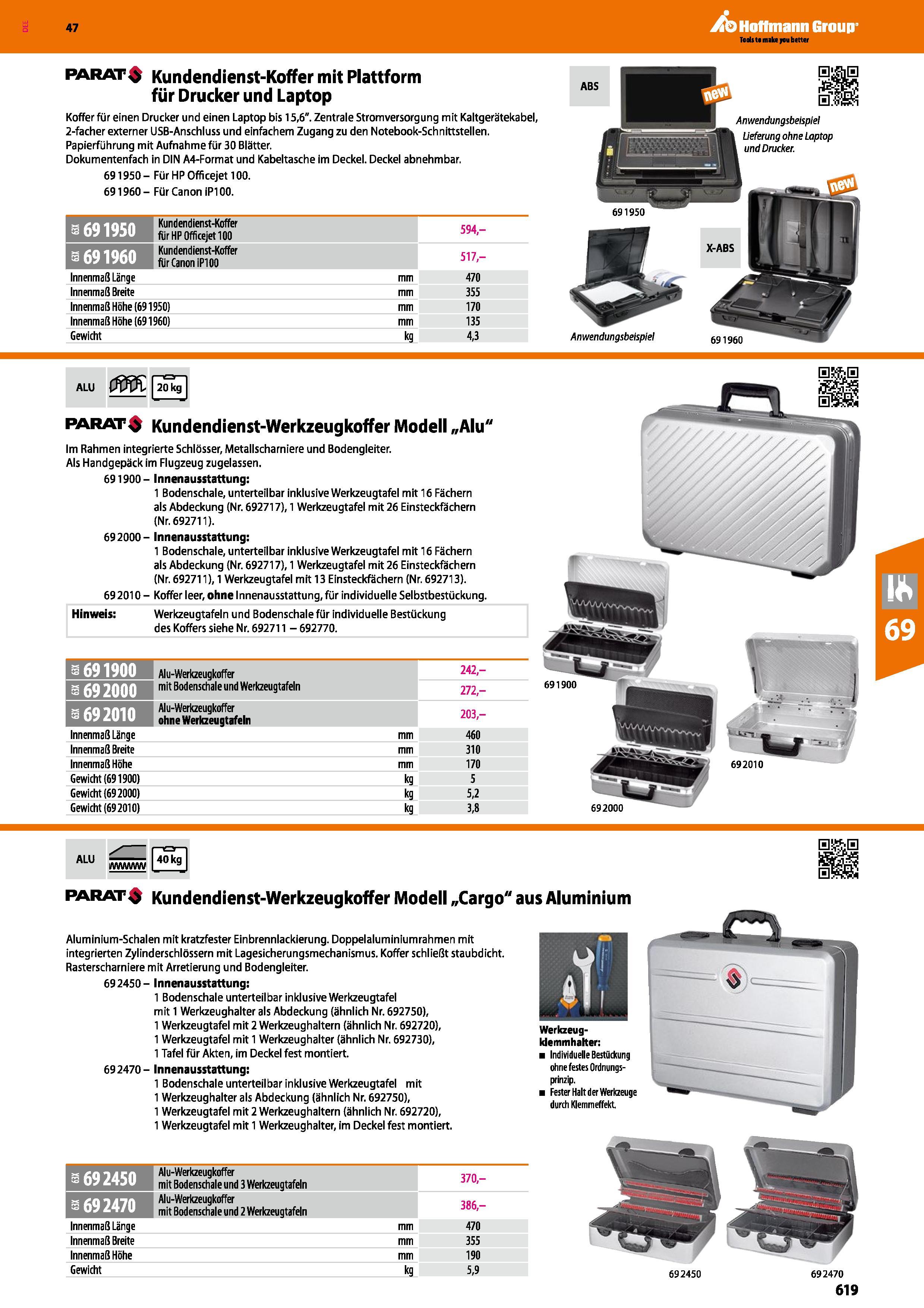 619 parat Kundendienst-Koffer mit Plattform für Drucker und Laptop Koffer für einen Drucker und einen Laptop bis 15,6 Zentrale Stromversorgung mit Ka Каталог HOFFMANN GROUP 2016 Ручной слесарно-монтажный и контрольно-измерительный инструмент и приборы для предприятий машиностроения и мастерских сервисного обслуживания 47 версия издания Стр. 619 DEU