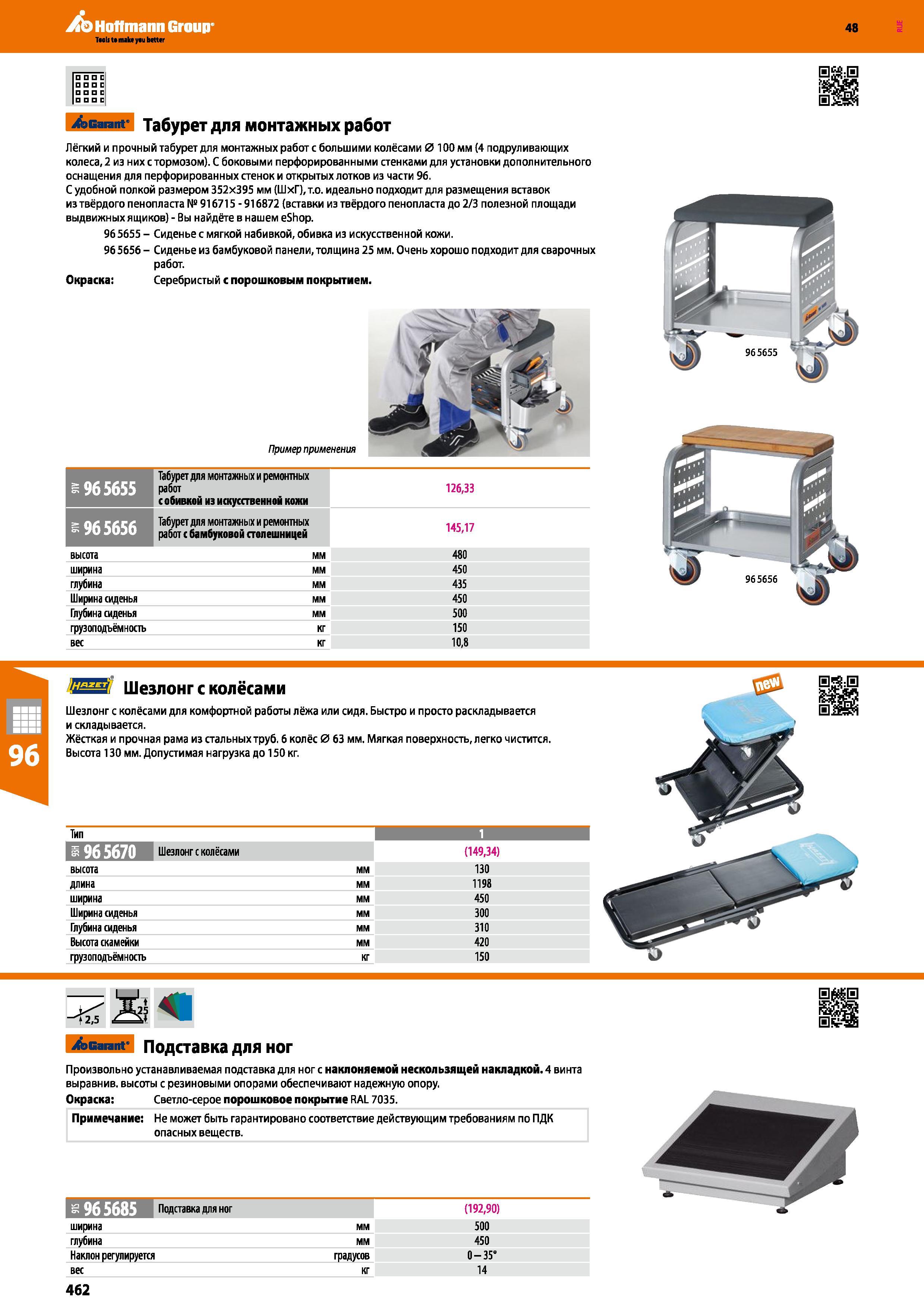 462 Hoffmann Group 48 D E С С Garant Табурет для монтажных работ Лёгкий и прочный табурет для монтажных работ с большими колёсами 0 100 мм (4 подрули Каталог HOFFMANN GROUP 2017 Мебель производственная Промышленные системы хранения Рабочие места Верстаки Автоматизированные шкафы Складское оборудование Стр. 462