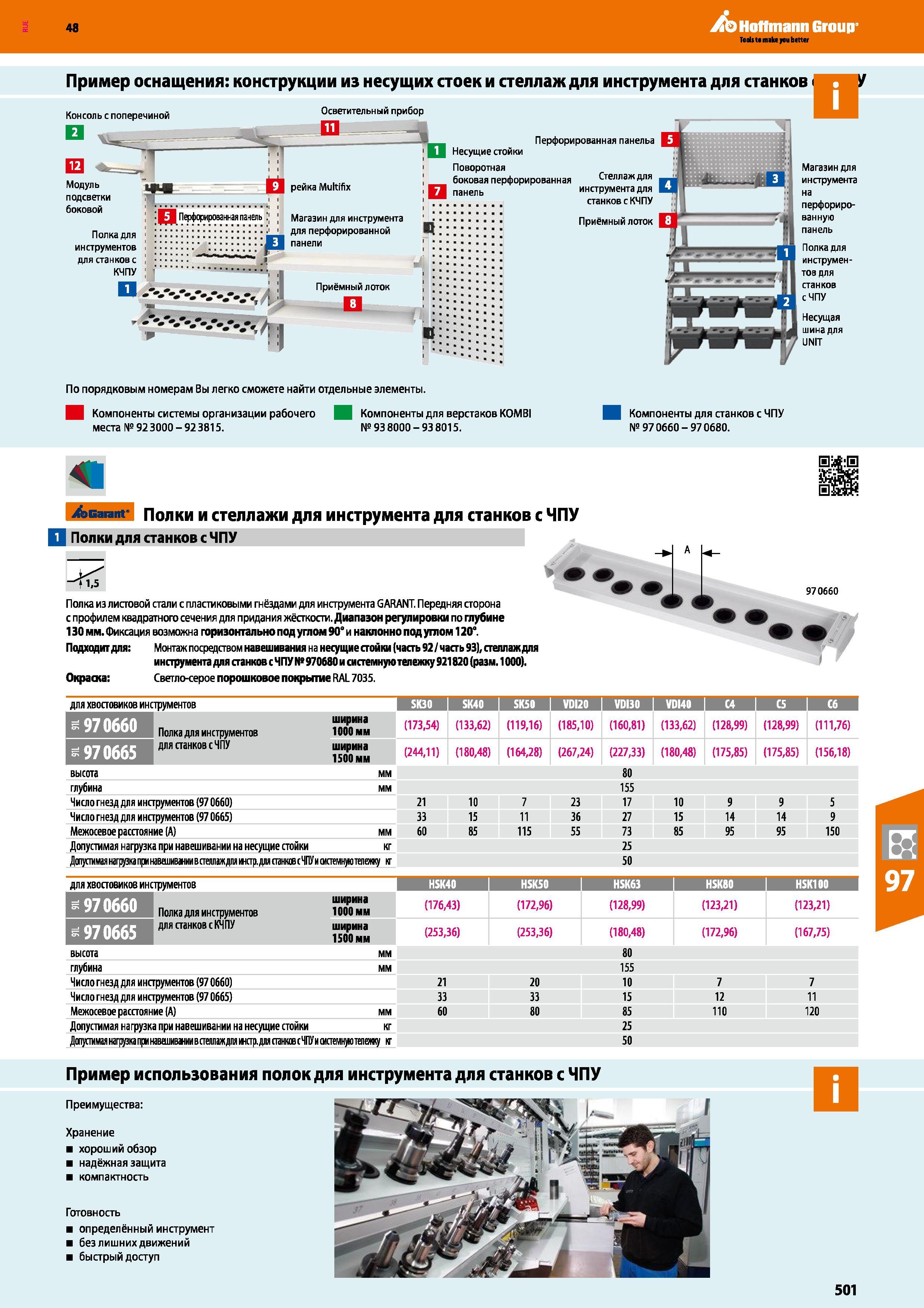 501 48 Hoffmann Group Пример оснащения: конструкции из несущих стоек и стеллаж для инструмента для станков Консоль с поперечиной Осветительный прибор Каталог HOFFMANN GROUP 2017 Мебель производственная Промышленные системы хранения Рабочие места Верстаки Автоматизированные шкафы Складское оборудование Стр. 501