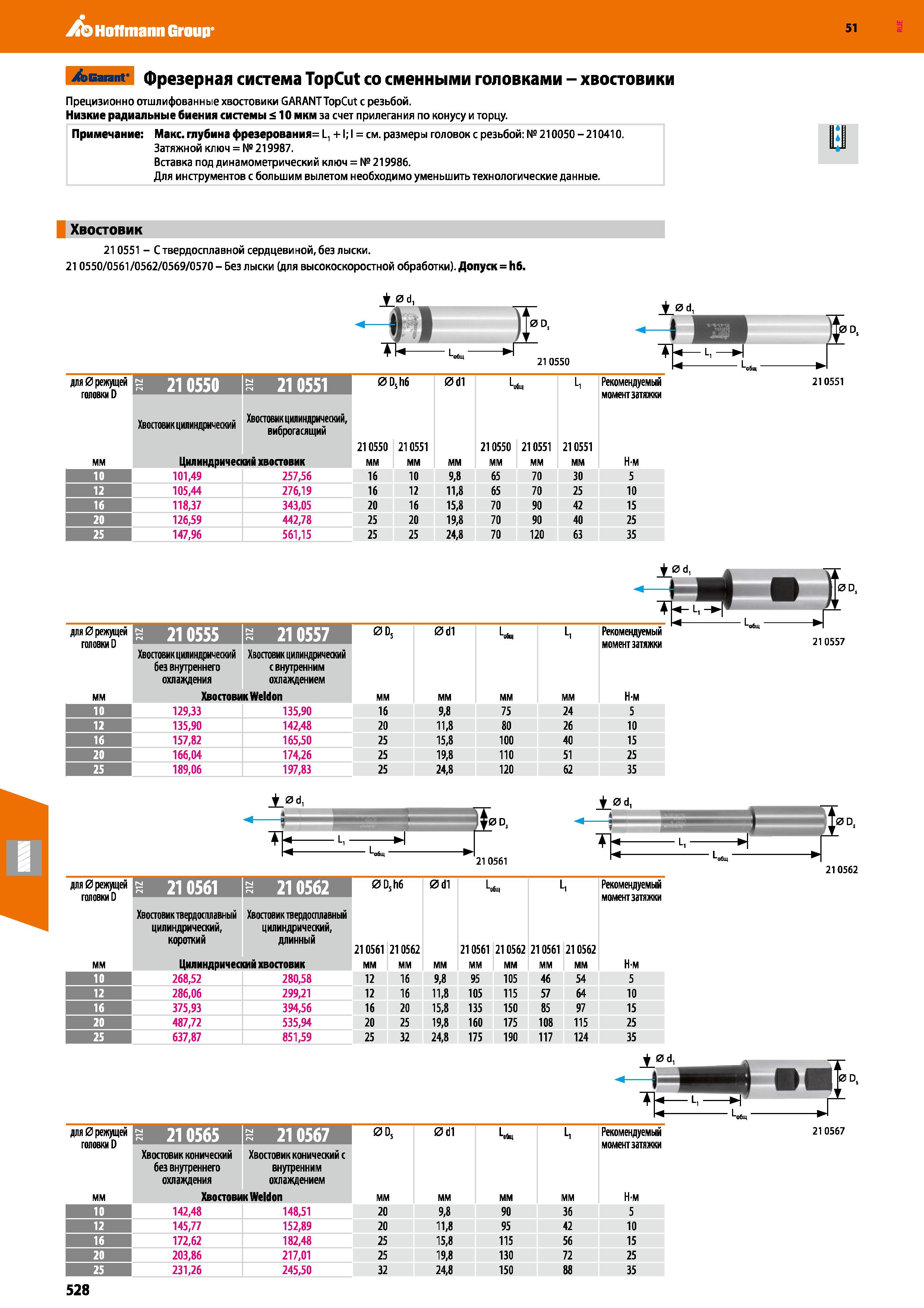 528 Hoffmann Group 51 /sBaranf фрезерная система TopCut со сменными головками - хвостовики Прецизионно отшлифованные хвостовики GARANTTopCut с резьбо Каталог HOFFMANN GROUP 2020 Режущий и вспомогательный инструмент для металлорежущих станков с ЧПУ и универсальных Сверла Фрезы Метчики Резцы Развертки Оснастка инструментальная Стр. 528