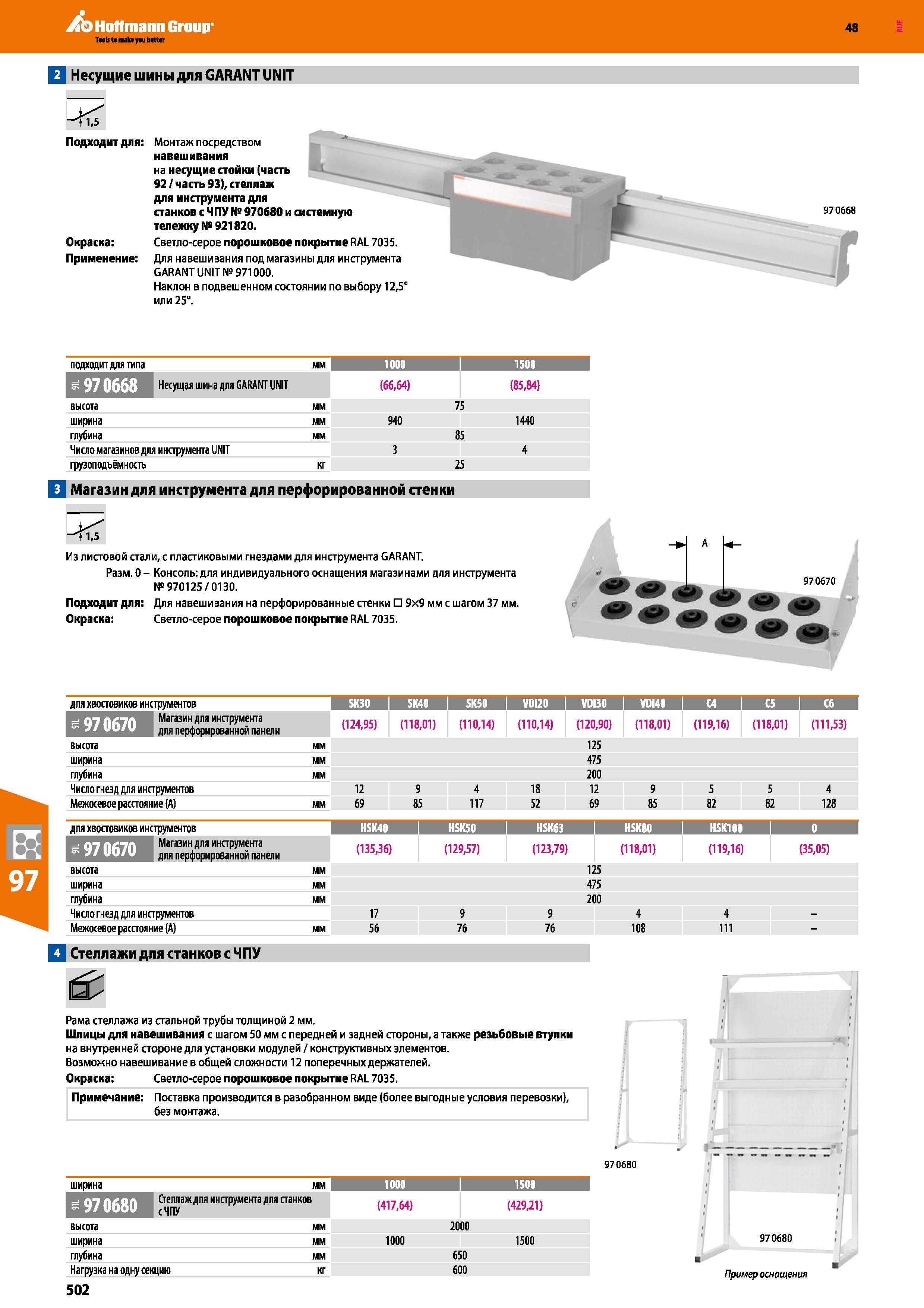 502 Aq Hoffmann Group 48 В Несущие шины для GARANT UNIT f 1,5 Подходит для: Окраска: Применение: Монтаж посредством навешивания на несущие стойки (ча Каталог HOFFMANN GROUP 2017 Мебель производственная Промышленные системы хранения Рабочие места Верстаки Автоматизированные шкафы Складское оборудование Стр. 502