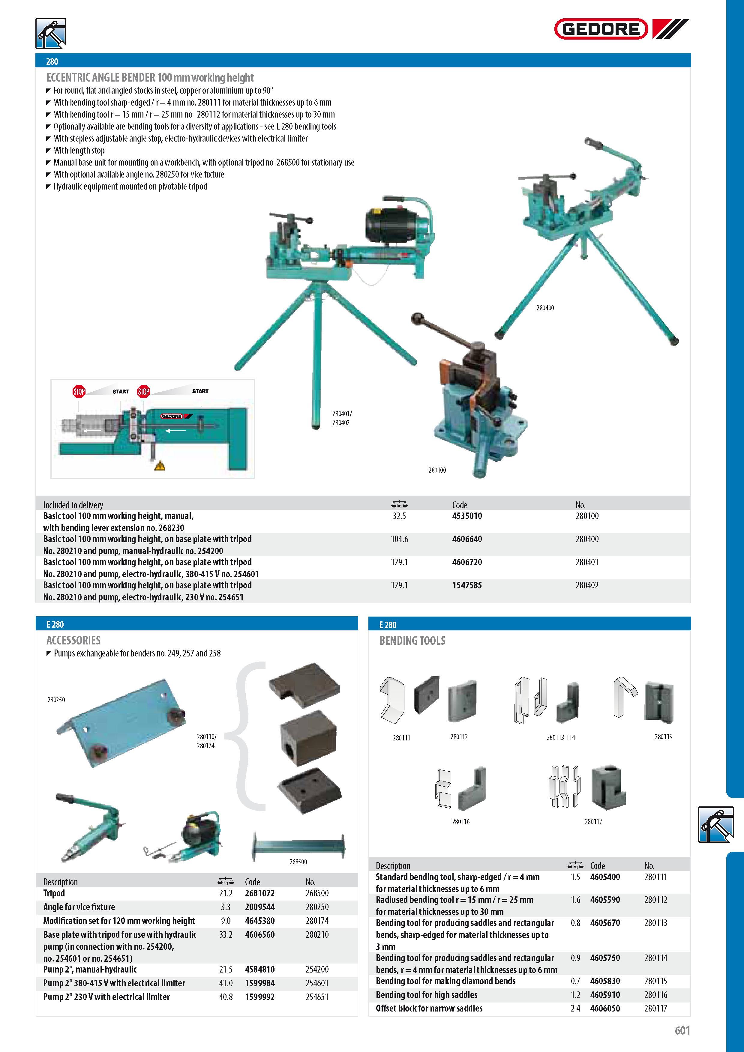603 GEDORE ECCENTRIC ANGLE BENDER 100 mm working height For round flat and angled stocks in steel copper or aluminium up to 90 With bending tool sharp-edged r4 Каталог GEDORE 2014 Профессиональный слесарный инструмент и оборудование для мастерских и машиностроительных производств Стр. 601 ENG