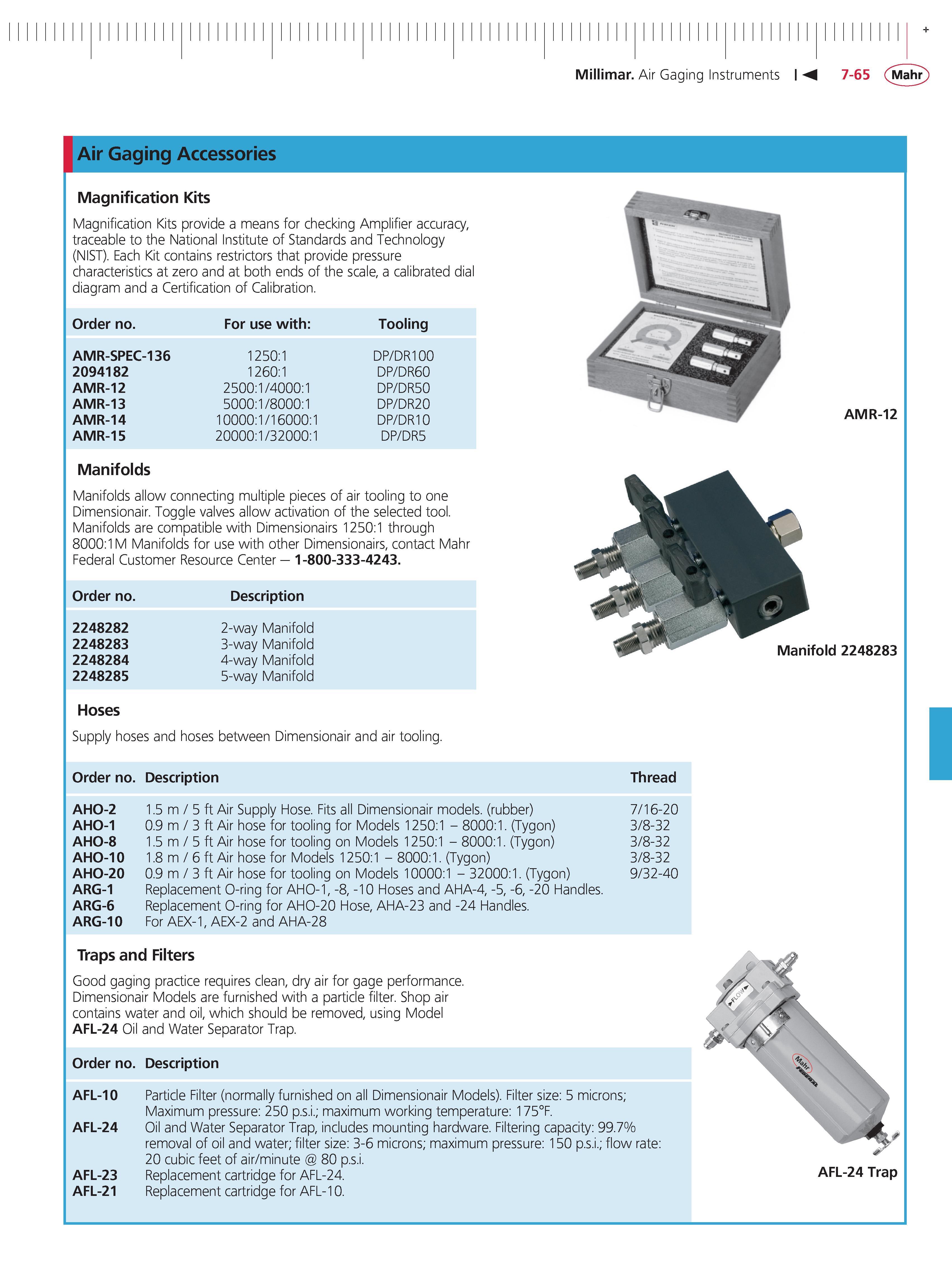 285 Millimar Air Gaging Instruments 7-65 Mahr Air Gaging Accessories Magnification Kits Magnification Kits provide a means for checking Amplifier a Каталог MAHR 2014 Измерительные инструменты приборы и оборудование для линейно-угловых измерений в машиностроении Стр. 7-65 ENG