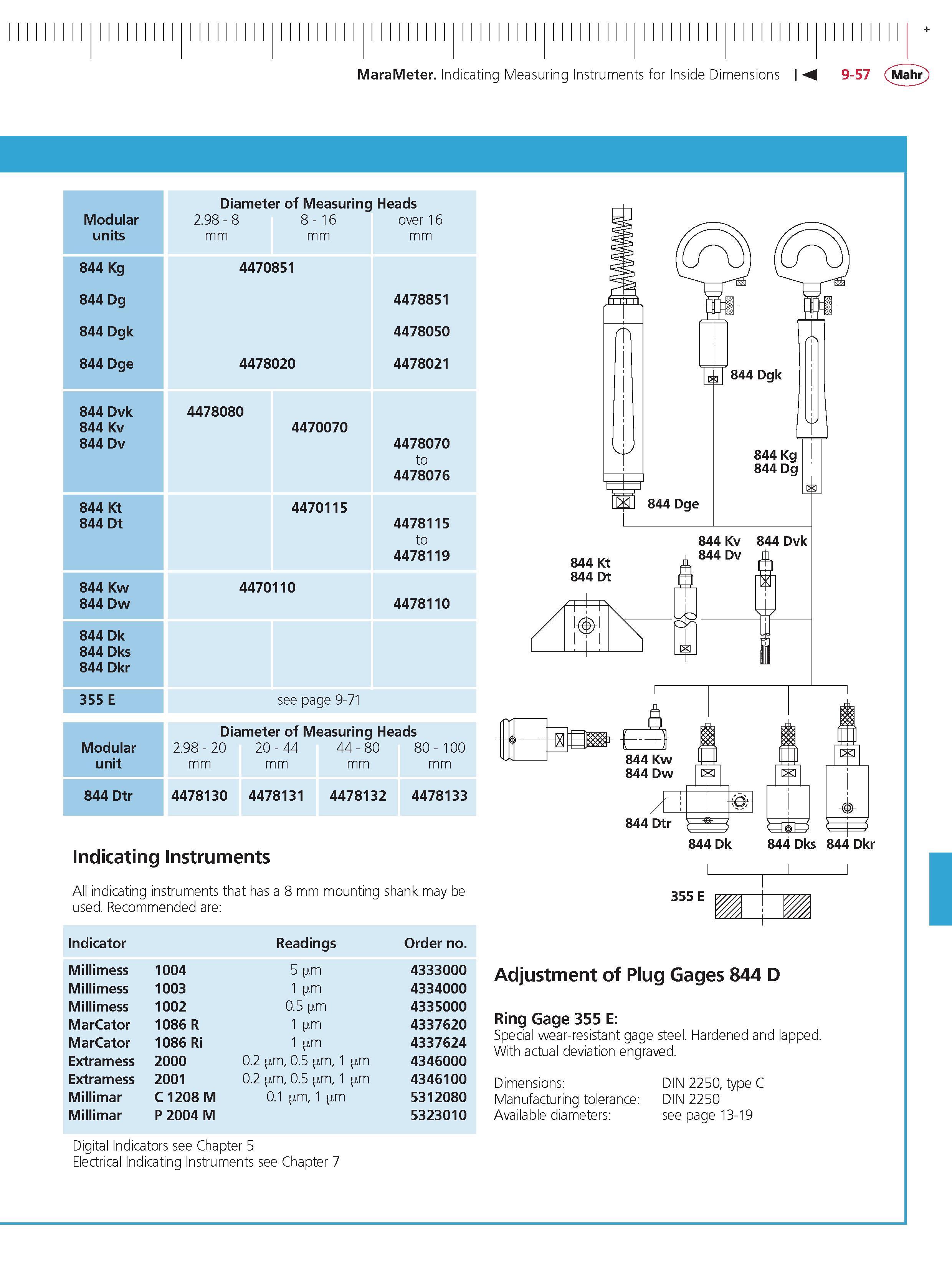 363 MaraMeter Indicating Measuring Instruments for Inside Dimensions M 9-57 Mahr Modular units Diameter of Measuring Heads 2 98 - 8 8 - 16 over 16 Каталог MAHR 2014 Измерительные инструменты приборы и оборудование для линейно-угловых измерений в машиностроении Стр. 9-57 ENG