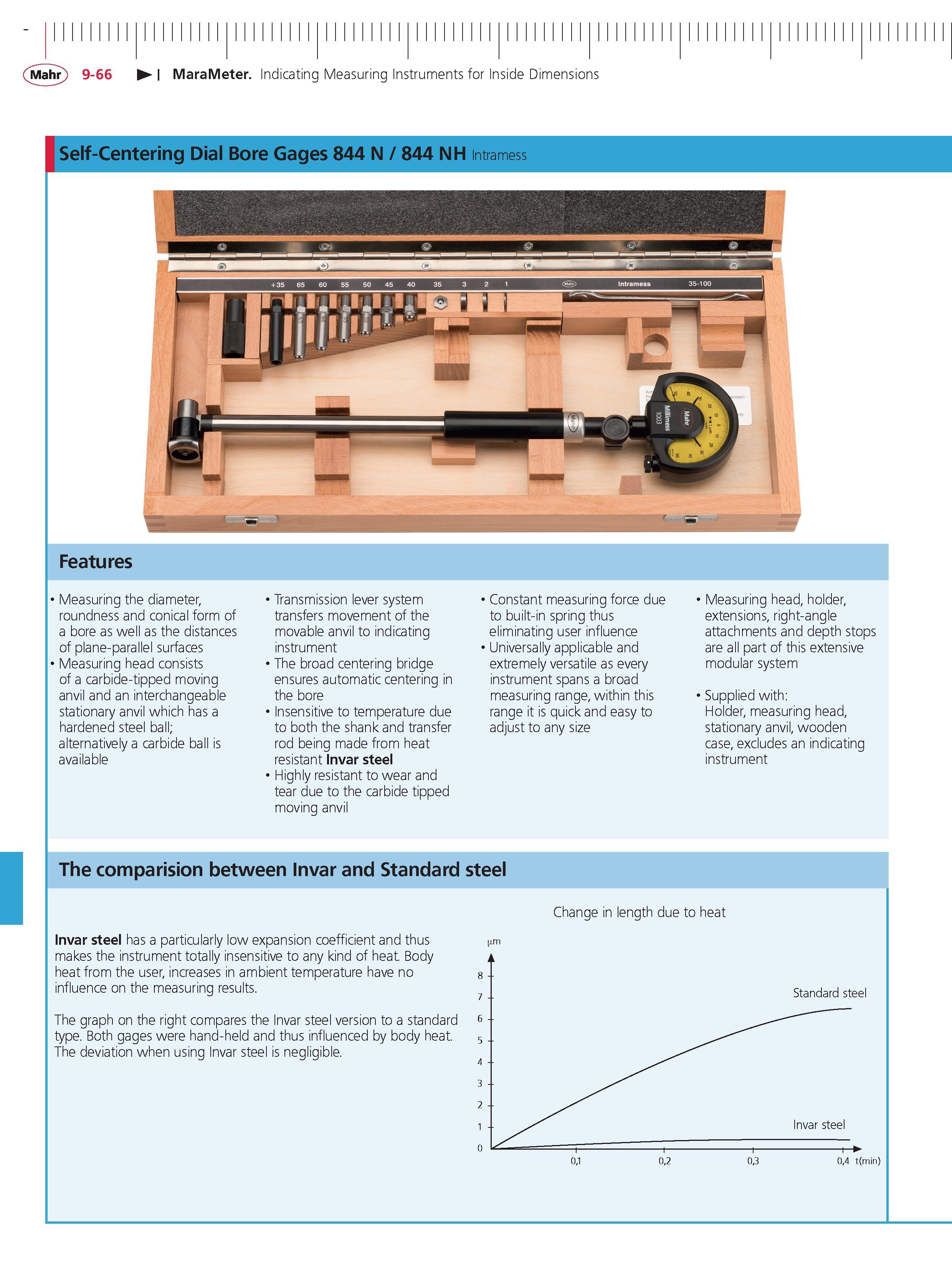 372 Mahr 9-66 MaraMeter Indicating Measuring Instruments for Inside Dimensions Self-Centering Dial Bore Gages 844 N 844 NH Intramess Features Measu Каталог MAHR 2014 Измерительные инструменты приборы и оборудование для линейно-угловых измерений в машиностроении Стр. 9-66 ENG