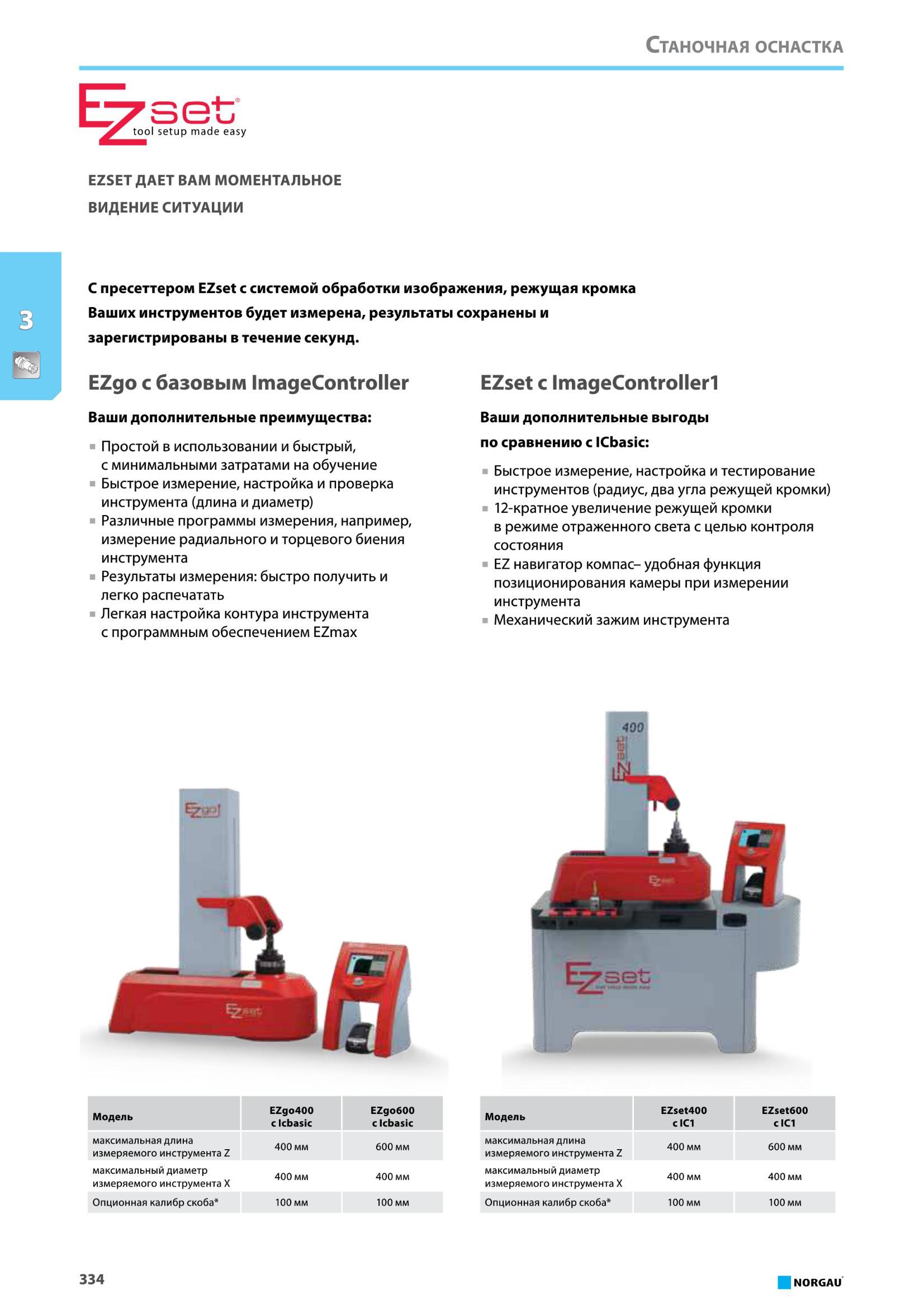 350 С пресеттером EZset с системой обработки изображения, режущая кромка Ваших инструментов будет измерена, результаты сохранены и зарегистрированы в течение с Каталог NORGAU 2016 Профессиональный инструмент Металлорежущий монолитный и сборный Слесарный Измерительный Инструментальная оснастка Средства хранения Стр. 334