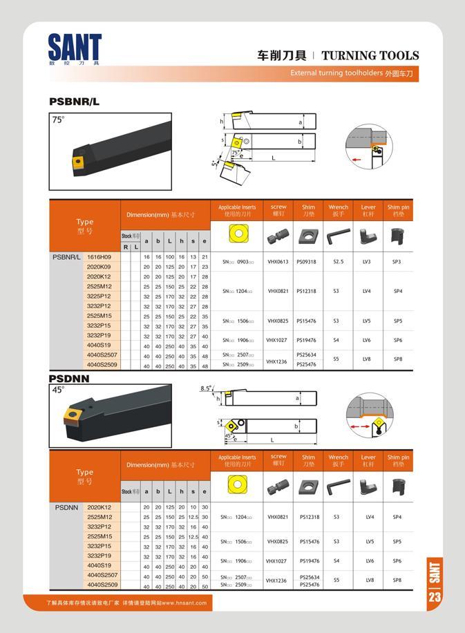 29 SANT t re 71 k ¥iJ71R TURNING TOOLS External turning toolholdeis 9HH37 PSBNR/L DimensxxKmml V K J v r ivw O tm V,Vrv h 1 ovor Qtim 9 jfiiiu JM vvm lr l jal Каталог SANT 2016 Металлорежущий инструмент со сменными режущими пластинами Токарные резцы с СРП Расточные оправки Резьбовые державки Торцевые фрезы Корпусные сверла Стр. 23