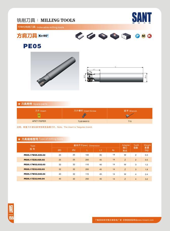 162 mm MILLING TOOLS SANT It W 7t U °J4 G2SVJ J7DK indexable milling loots 75MHM K 90’ PE05 7) > Insert Insert Screw & & Wrench s ' ' APKT1705PER TL60M4X10 T15 Каталог SANT 2016 Металлорежущий инструмент со сменными режущими пластинами Токарные резцы с СРП Расточные оправки Резьбовые державки Торцевые фрезы Корпусные сверла Стр. 156