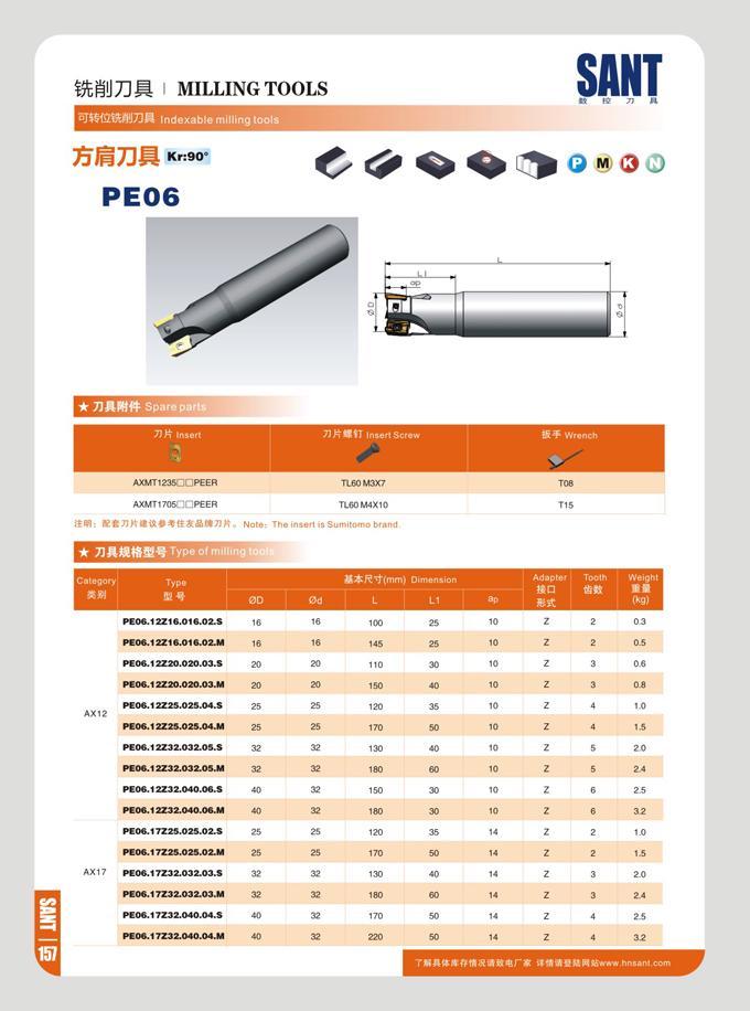 164 mm MILLING TOOLS SANT K IS 71 H °J4 G2SVJ J7DR Indexable milling loots Kr:90 PE06 QmOD ESESSaSSSS 7)>t Insert Insert Screw IS F Wrench A AXMT1235CCPEER TL6 Каталог SANT 2016 Металлорежущий инструмент со сменными режущими пластинами Токарные резцы с СРП Расточные оправки Резьбовые державки Торцевые фрезы Корпусные сверла Стр. 158