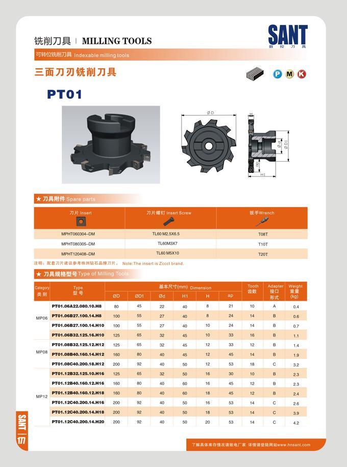 184 mm MILLING TOOLS °J4 G2SVJ J7DK indexable milling loots PT01 SANT P IB 71 77 H Insert 7)K f IT insert Sere S3 ffi Wrench MPHI060304-DM T160M2 5X6 5 I08T MP Каталог SANT 2016 Металлорежущий инструмент со сменными режущими пластинами Токарные резцы с СРП Расточные оправки Резьбовые державки Торцевые фрезы Корпусные сверла Стр. 178