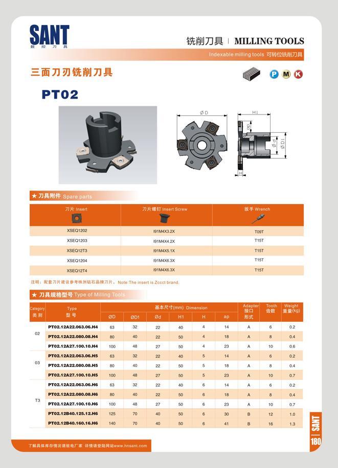 187 SANT mi72: MILLING TOOLS Indexable milling tools PT02 (J“i3 73APH 7JK Insort 7JK tT Insort Scrow Wronch XSEQ1202 B1U4X3 2X T09T XSEQ12Q3 I91M4X4 2X T15T XS Каталог SANT 2016 Металлорежущий инструмент со сменными режущими пластинами Токарные резцы с СРП Расточные оправки Резьбовые державки Торцевые фрезы Корпусные сверла Стр. 181