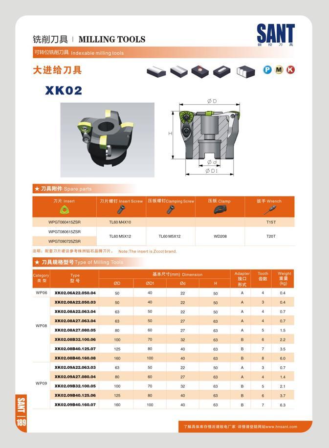 197 mm MILLING TOOLS SANT e ib 71 °J5 28W l7DR Indexable milling xminnm XK02 Q M (3 0 D1 m 7JK Insert & 7JK fT Insort Scro I £ l & WPGT060415ZSR TL60M4XI0 T15T Каталог SANT 2016 Металлорежущий инструмент со сменными режущими пластинами Токарные резцы с СРП Расточные оправки Резьбовые державки Торцевые фрезы Корпусные сверла Стр. 191