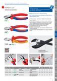 85 Компактные кусачки боковые Knipex с высокой передачей усилия Экономия усилий 40% по сравнению с боковыми кусачками одинаковой длины Ось шарнира с двумя опорами Компа Каталог KNIPEX 2014 Профессиональный ручной инструмент для удаления изоляции Плоскогубцы Кусачки Ножницы Клещи Бокорезы Стр. 85