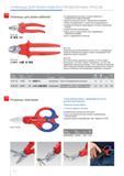 134 Ножницы для резки кабелей Knipex Закаленные режущие кромки с прецизионной шлифовкой Кабель не раздавливается незначительно деформируется специальный механизм предотв Каталог KNIPEX 2014 Профессиональный ручной инструмент для удаления изоляции Плоскогубцы Кусачки Ножницы Клещи Бокорезы Стр. 134