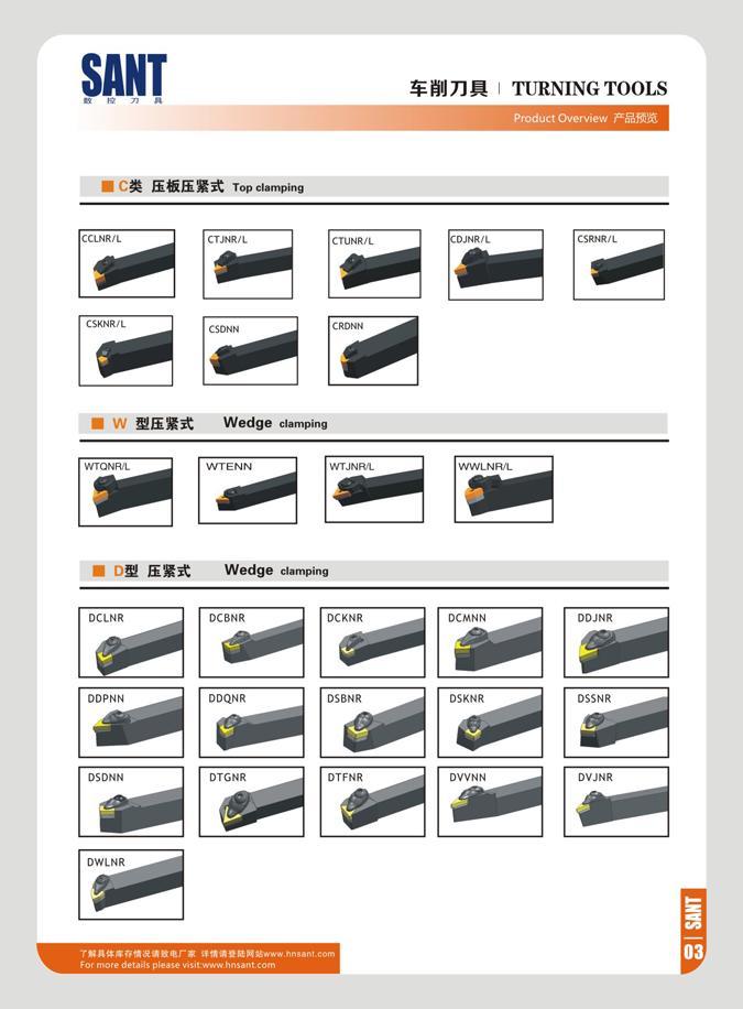 9 SANT R 7) II ¥iJ71M TURNING TOOLS Product Overview FaaffiSi ( 3ft EE HE Top clamping LNRa I CTJNR/L J CTUNR/L 1 SKNR/L CSONN m EL W Wedge clamping E SI HI Каталог SANT 2016 Металлорежущий инструмент со сменными режущими пластинами Токарные резцы с СРП Расточные оправки Резьбовые державки Торцевые фрезы Корпусные сверла Стр. 03