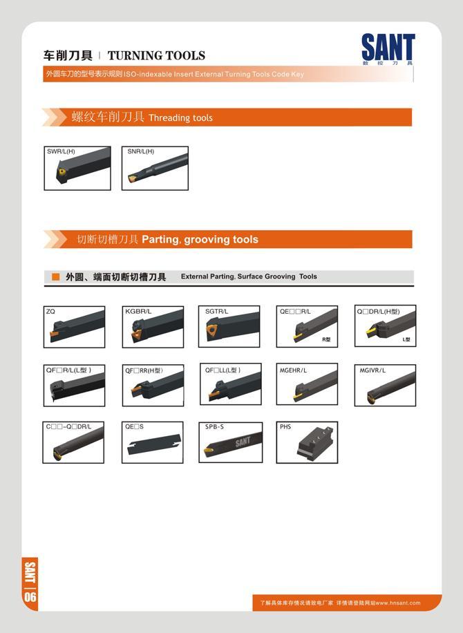 12 ¥ 0 71R TURNING TOOLS SANT t n 7i MS ISO-indexable I A )J i I- Threading tools I;jirrt;jt5 i7jjl Parting, grooving tools M5k mmmviMTJM External Parting Sur Каталог SANT 2016 Металлорежущий инструмент со сменными режущими пластинами Токарные резцы с СРП Расточные оправки Резьбовые державки Торцевые фрезы Корпусные сверла Стр. 06