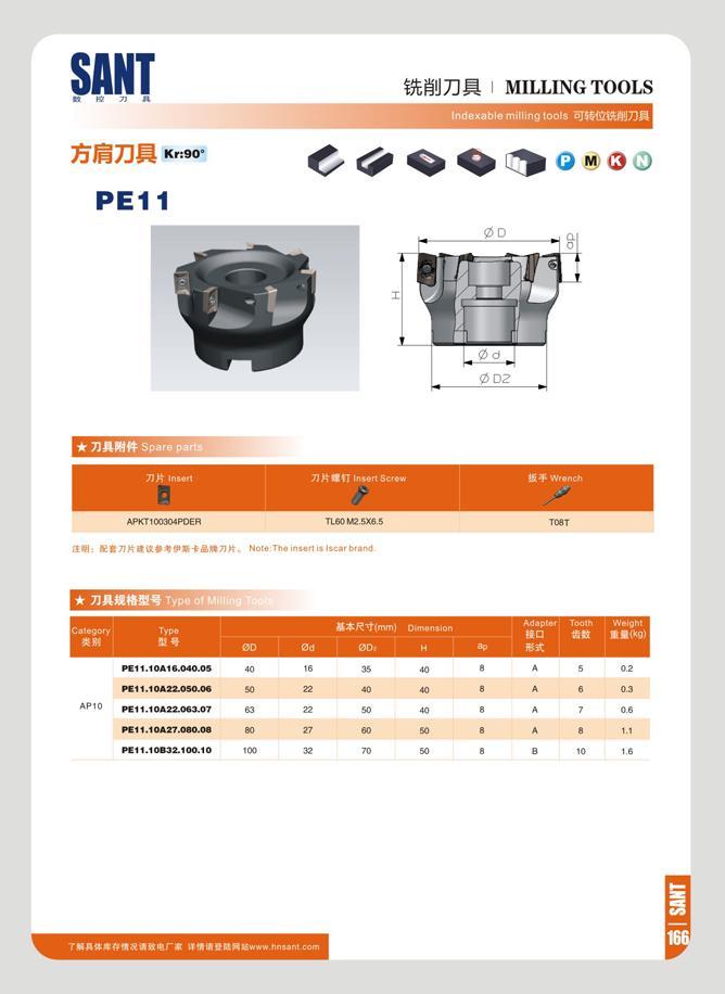 173 SANT mm MILLING TOOLS milling tools Kr:90 PE11 m 0 d m \+ 0 D2 H APKT100304POER Tie0M2 5X6 5 a : K 77Klttt 9 a 7m Note:Th n erti lscar brand T08T E AP10 Ty Каталог SANT 2016 Металлорежущий инструмент со сменными режущими пластинами Токарные резцы с СРП Расточные оправки Резьбовые державки Торцевые фрезы Корпусные сверла Стр. 167