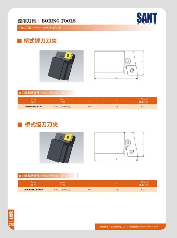 236 U7Dft BORING TOOLS ftJlQIZJR Hole-machining Tools SANT B IB 71 Type InMtl I ii Weight II xm 7in H 1 DR PACN12 f100 CNQOI204OD 56 32 0 21 7 fl e rypo Of Typ Каталог SANT 2016 Металлорежущий инструмент со сменными режущими пластинами Токарные резцы с СРП Расточные оправки Резьбовые державки Торцевые фрезы Корпусные сверла Стр. 230