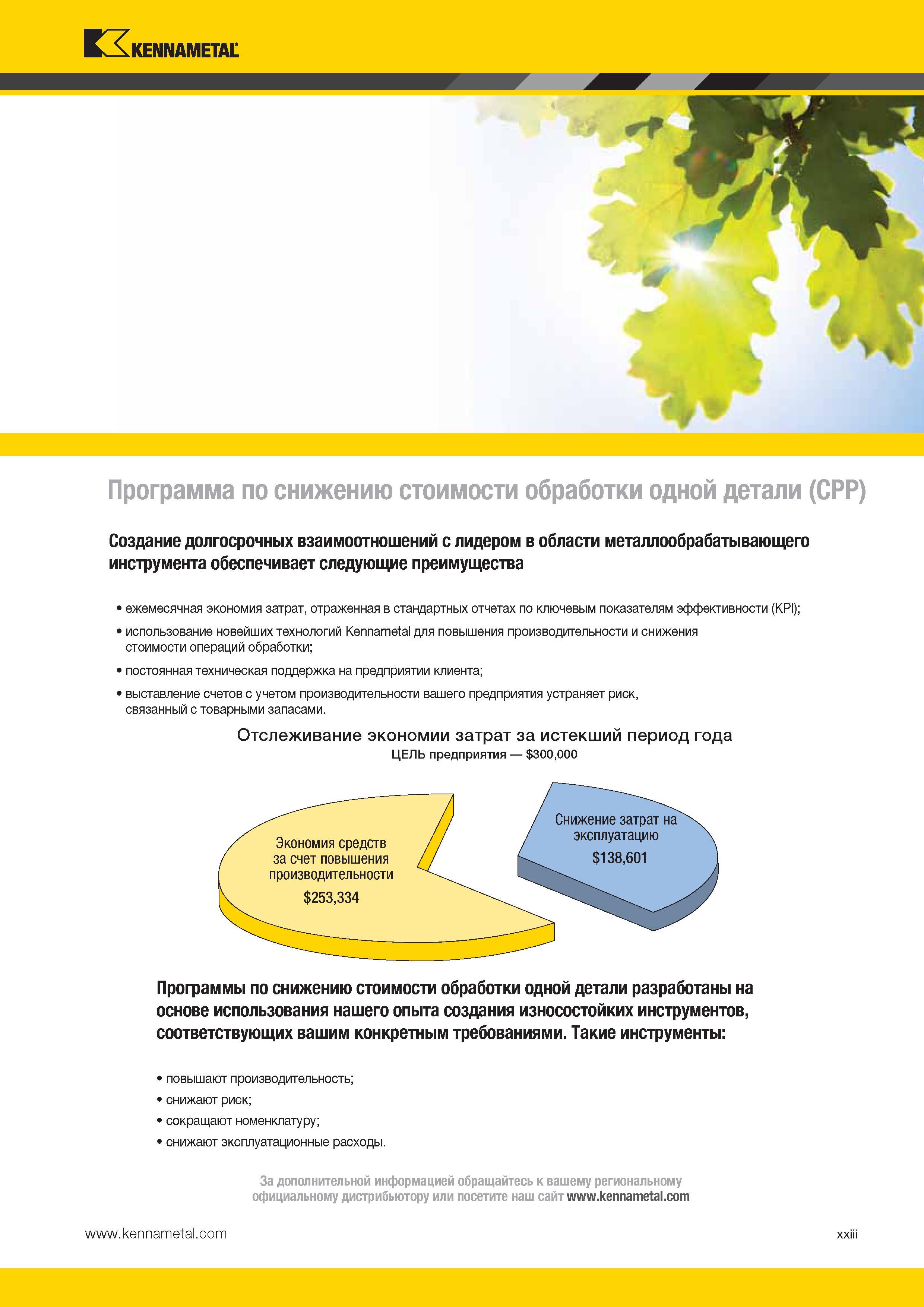25 Программа Kennametal по снижению стоимости обработки одной детали (CPP) Создание долгосрочных взаимоотношений с лидером в области инструмента Каталог KENNAMETAL 2014 Инновации Новый металлорежущий инструмент и инструментальная оснастка для станков и станочных комплексов Стр. XXIII