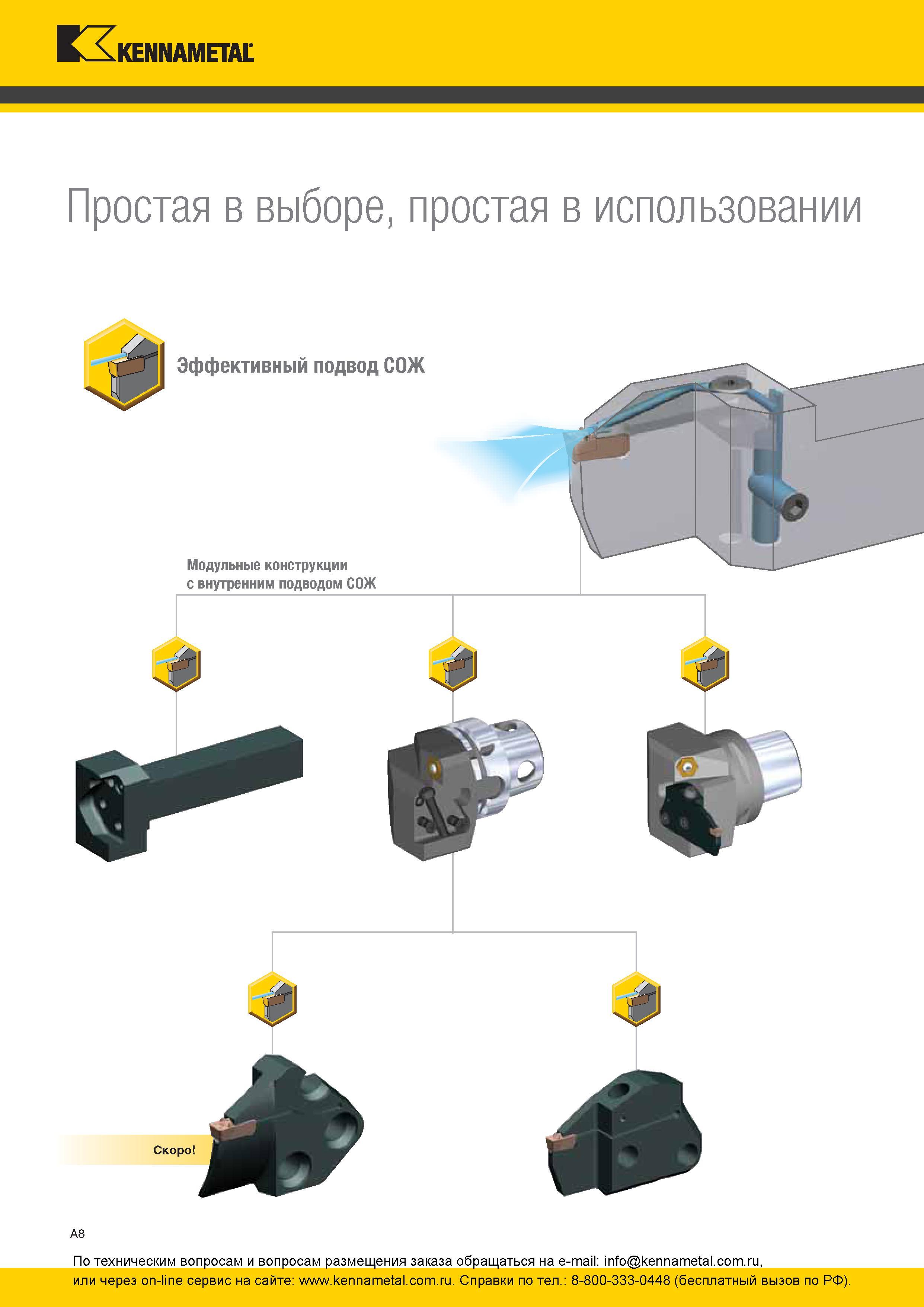 14 Американский токарный металлорежущий инструмент Kennametal Модульные резцы с режущими сменными прорезными пластинами Эффективный подвод СОЖ Инструмент Каталог KENNAMETAL 2016 Инновации Металлорежущий инструмент и инструментальная оснастка для обрабатывающего оборудования Стр. A8