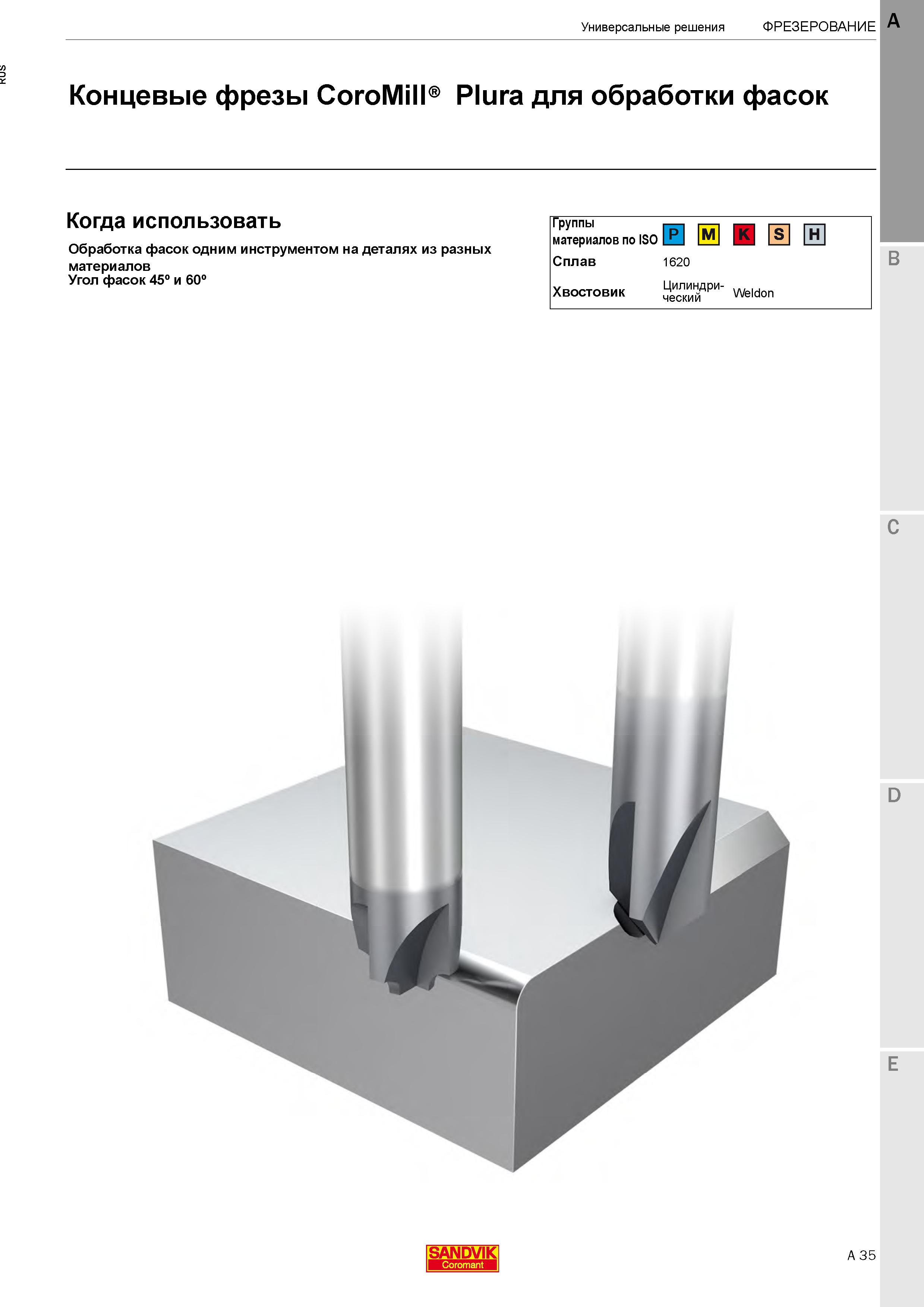 41  Каталог SANDVIK COROMANT 2020 Цельный металлорежущий инструмент Спиральные сверла Твердосплавные фрезы Развертки Метчики Стр. A35