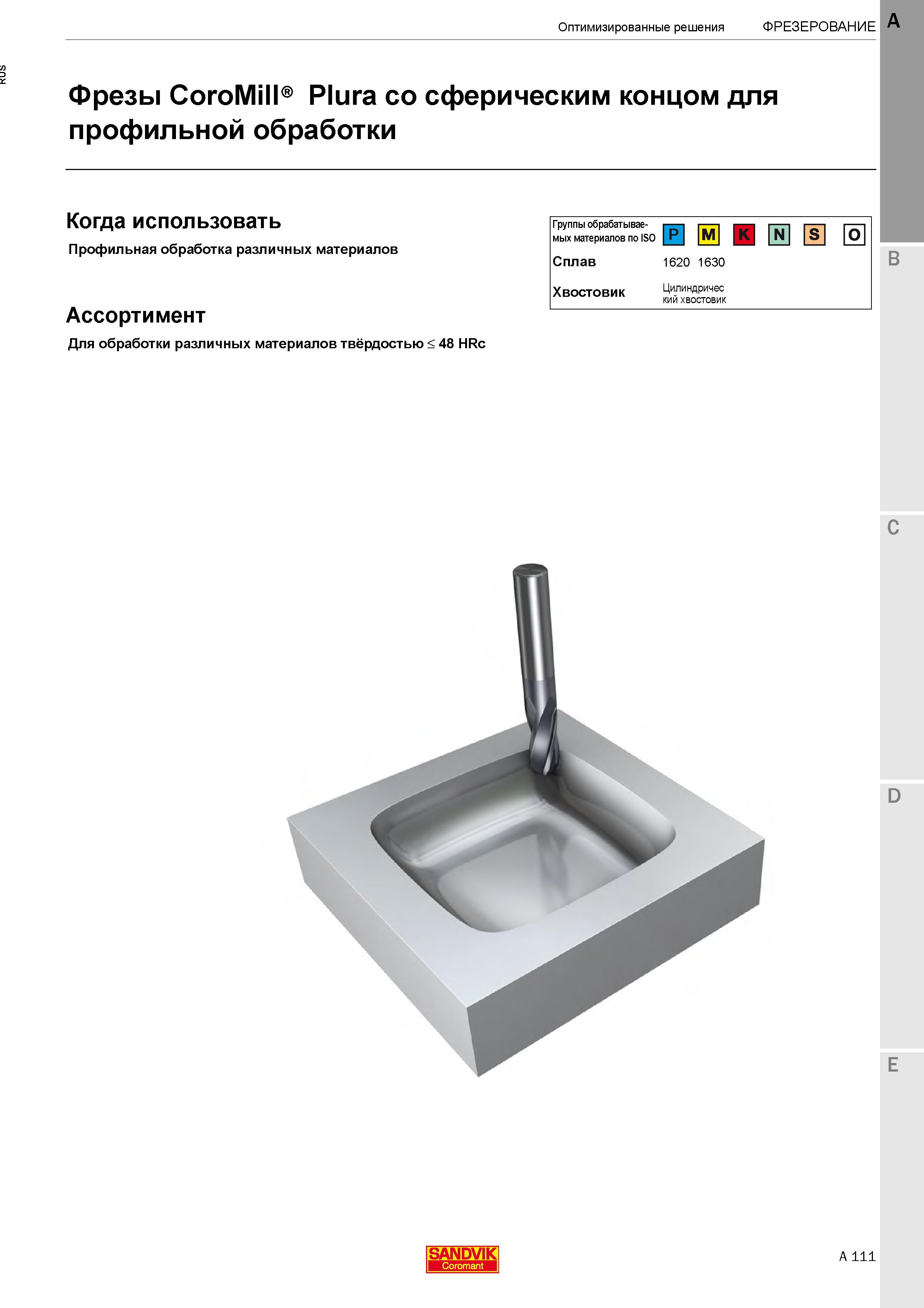 117  Каталог SANDVIK COROMANT 2020 Цельный металлорежущий инструмент Спиральные сверла Твердосплавные фрезы Развертки Метчики Стр. A111