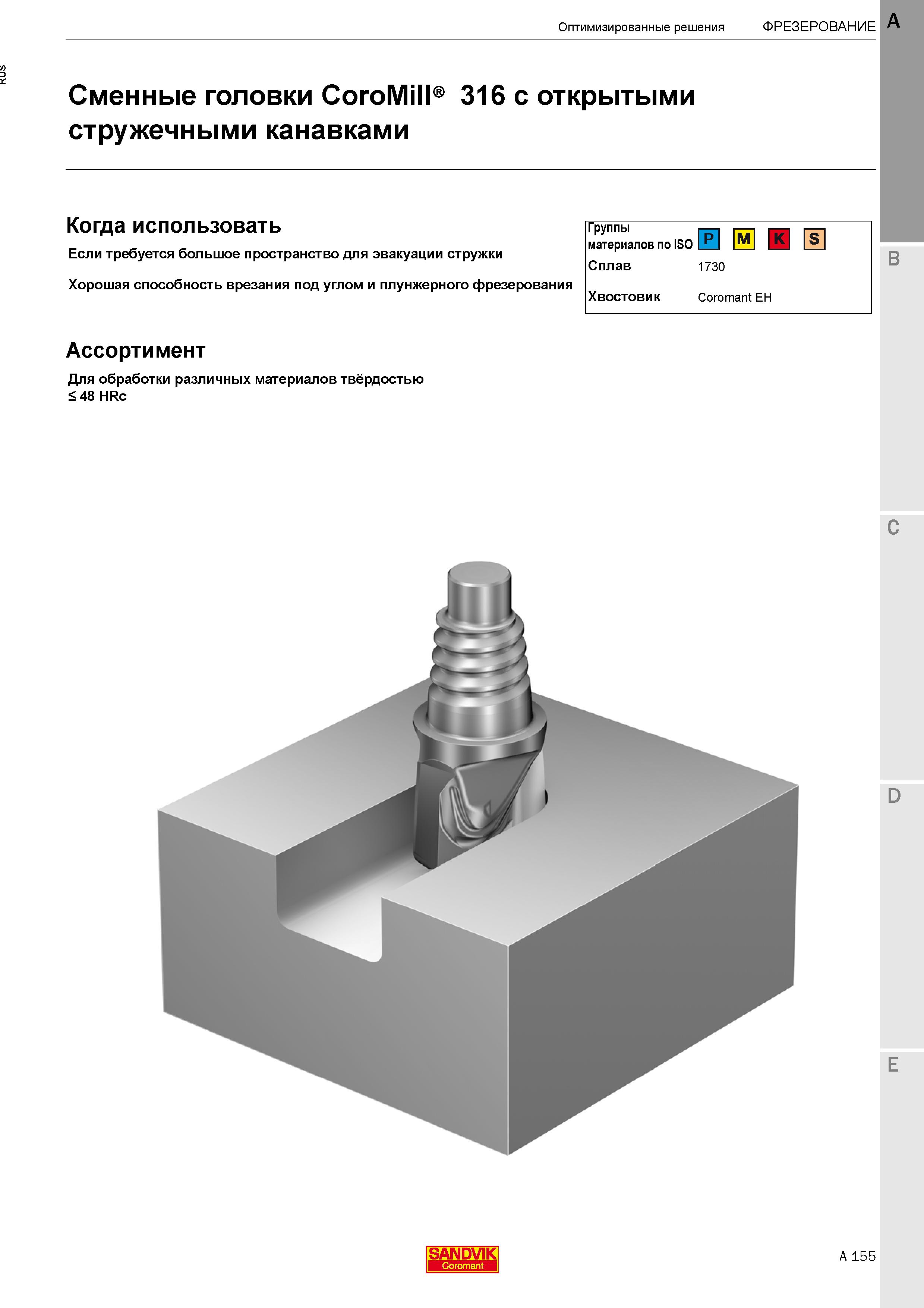 161  Каталог SANDVIK COROMANT 2020 Цельный металлорежущий инструмент Спиральные сверла Твердосплавные фрезы Развертки Метчики Стр. A155